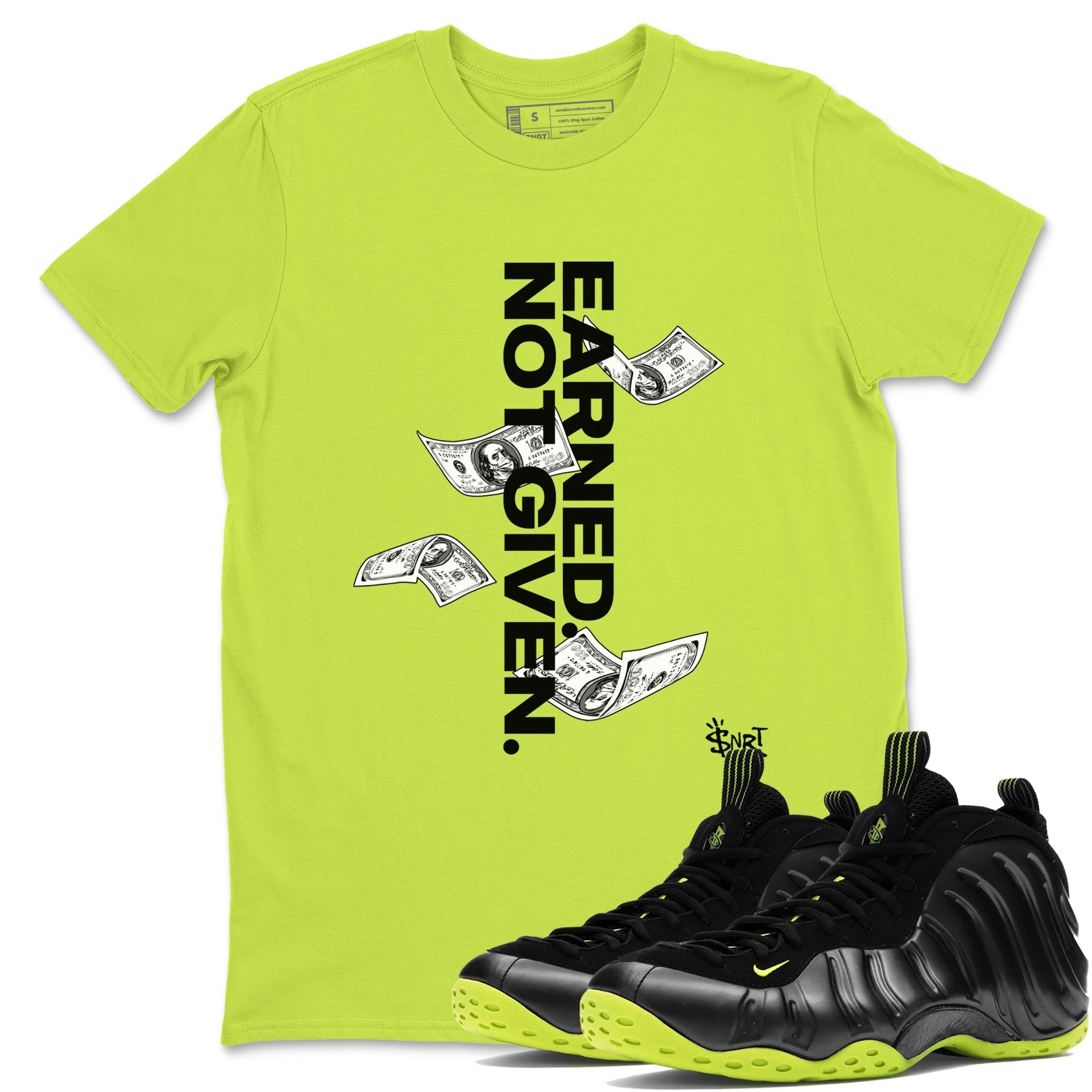 Earned Not Given Sneaker Tees - Air Foamposite One Black Volt