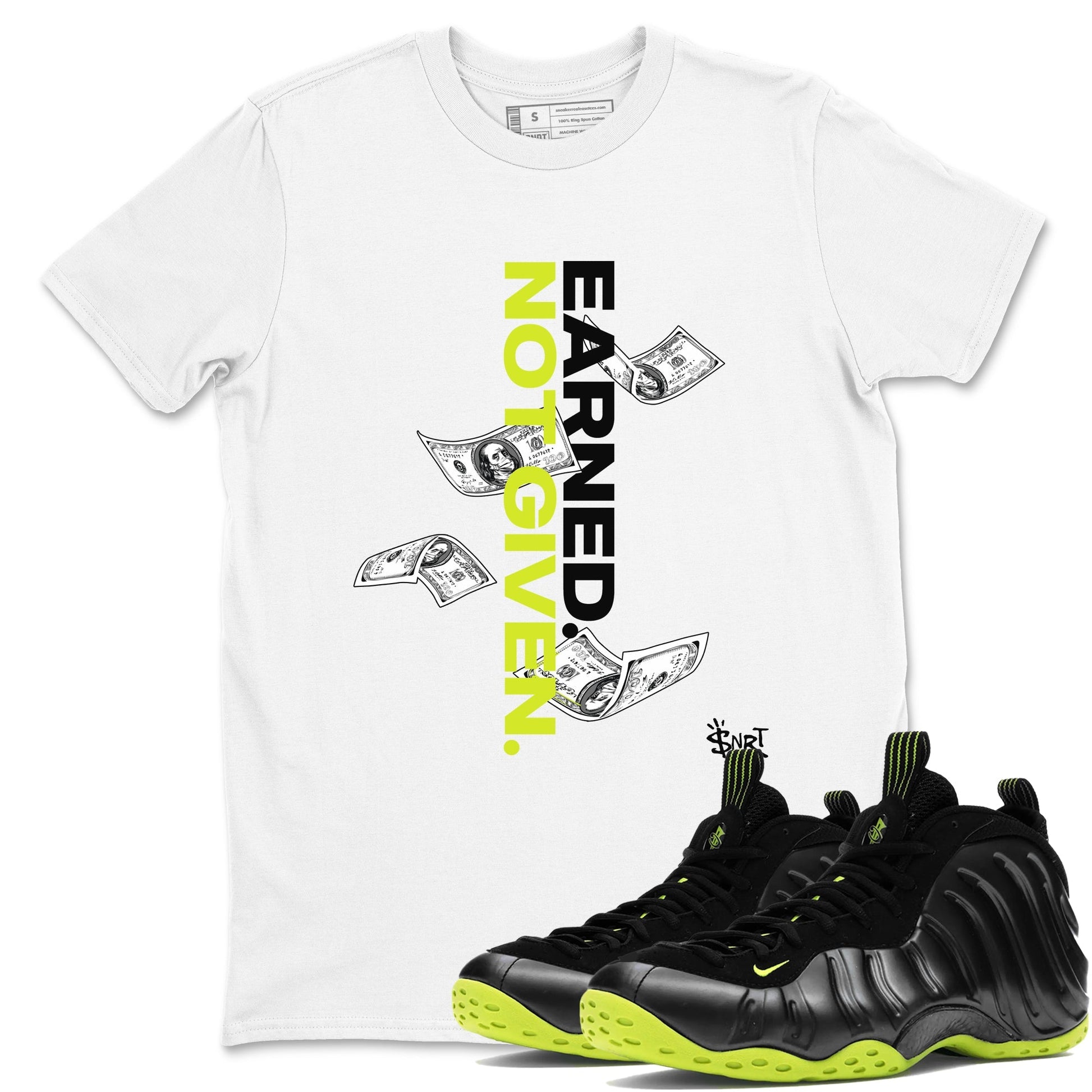 Earned Not Given Sneaker Tees - Air Foamposite One Black Volt