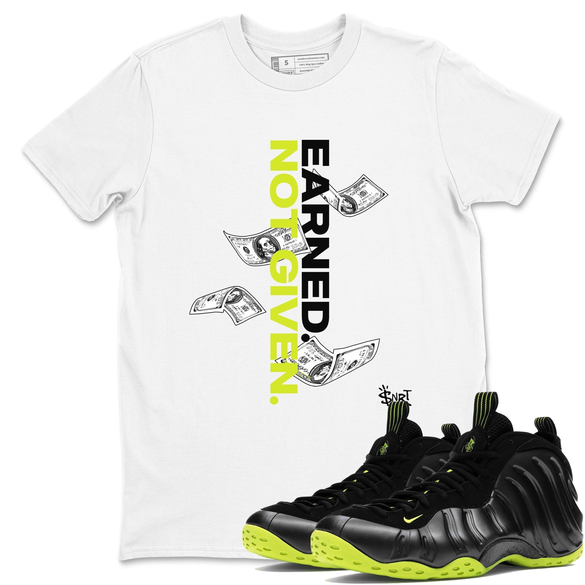 Earned Not Given Sneaker Tees - Air Foamposite One Black Volt