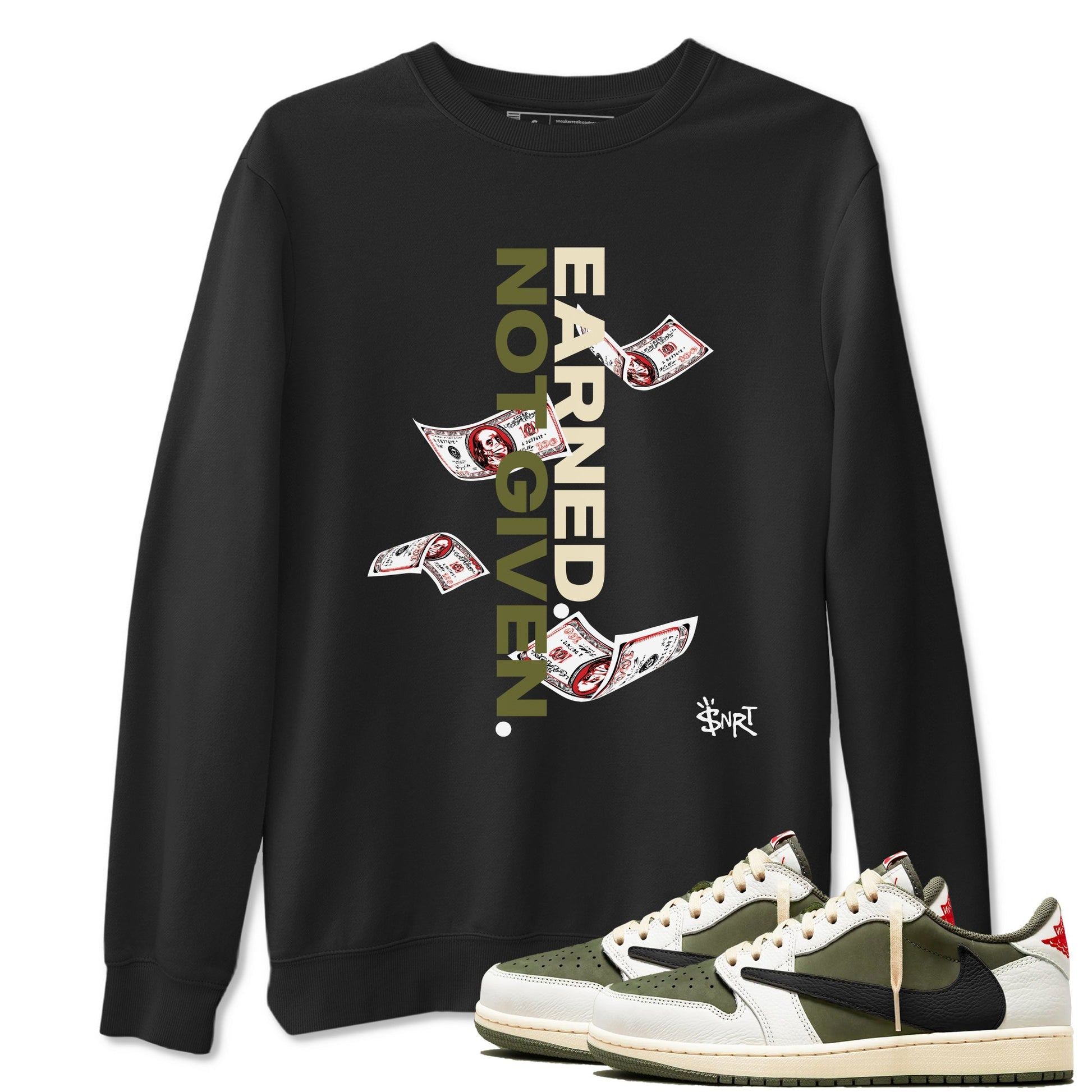 Earned Not Given Sneaker Tees - Air Jordan 1 Travis Scott Medium Olive