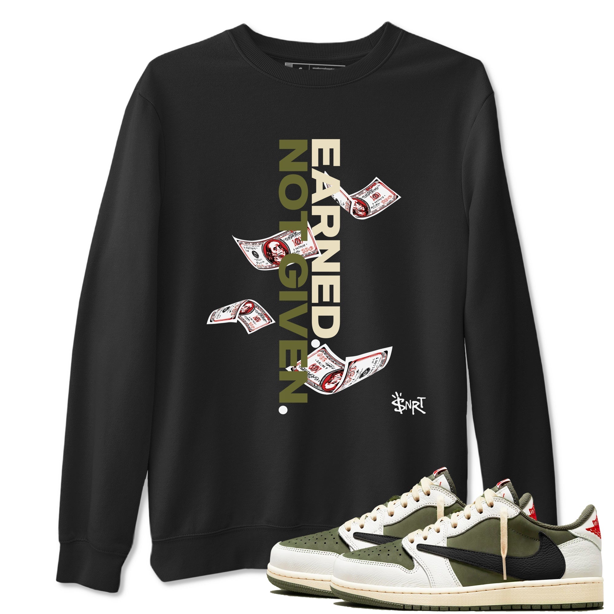 Earned Not Given Sneaker Tees - Air Jordan 1 Travis Scott Medium Olive