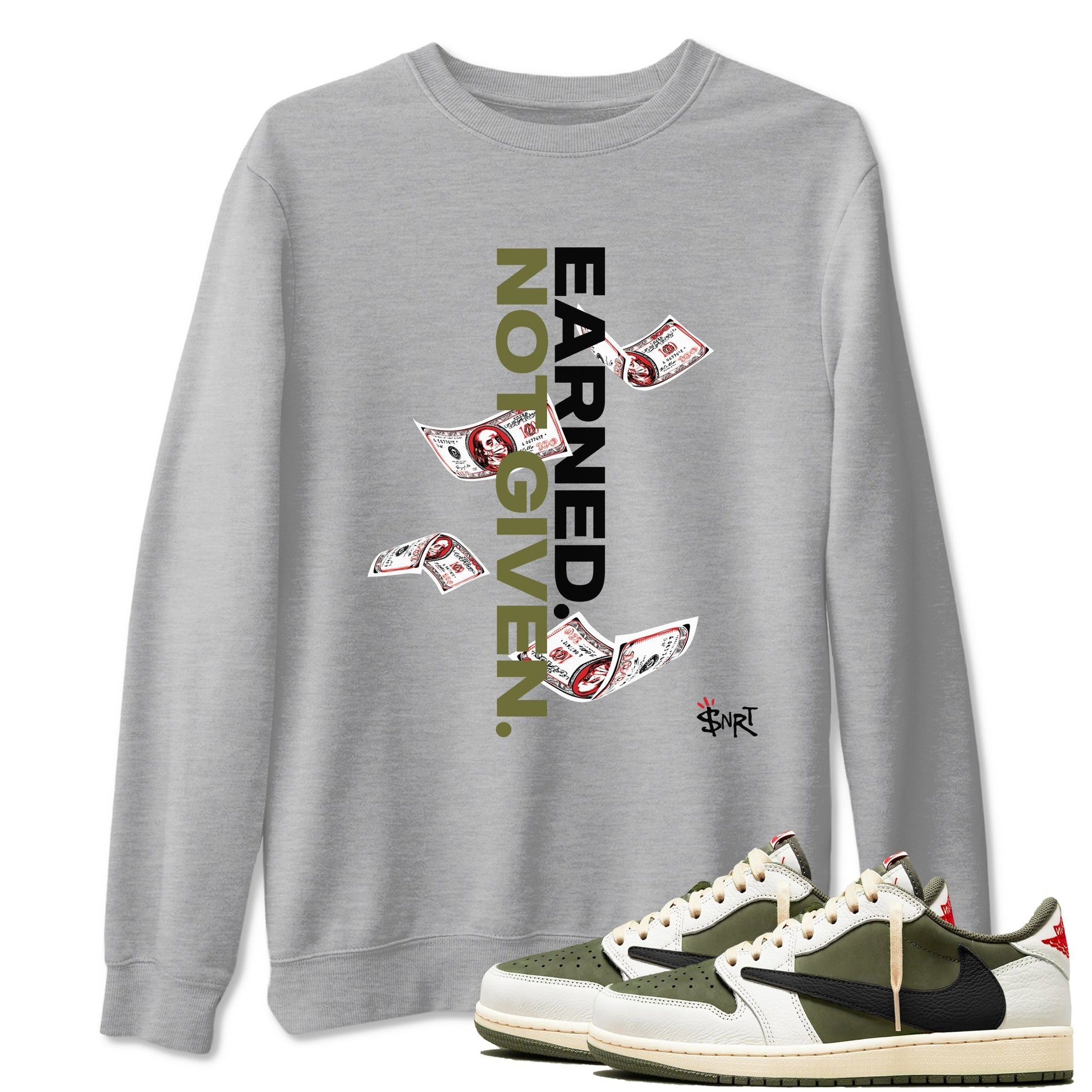 Earned Not Given Sneaker Tees - Air Jordan 1 Travis Scott Medium Olive