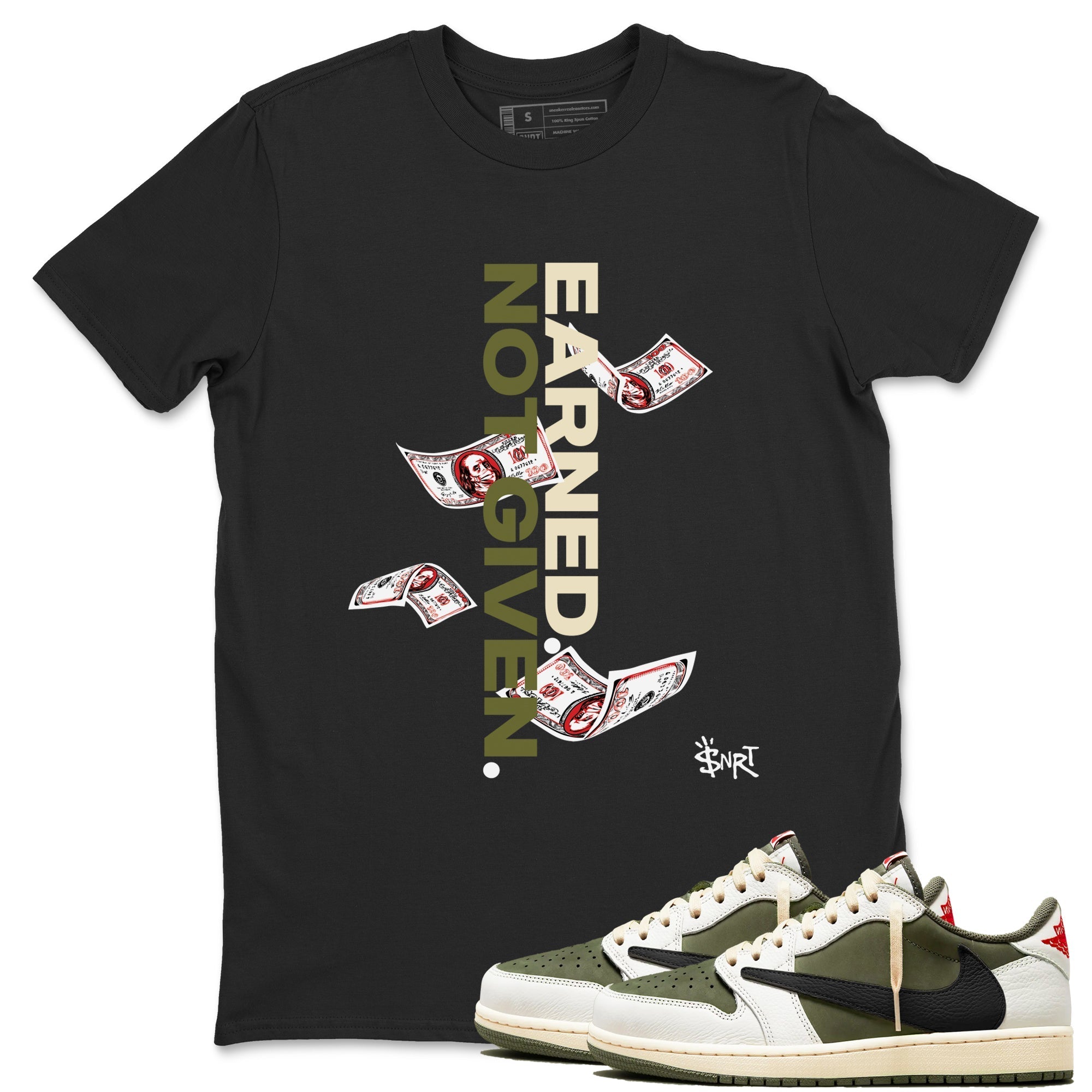 Earned Not Given Sneaker Tees - Air Jordan 1 Travis Scott Medium Olive