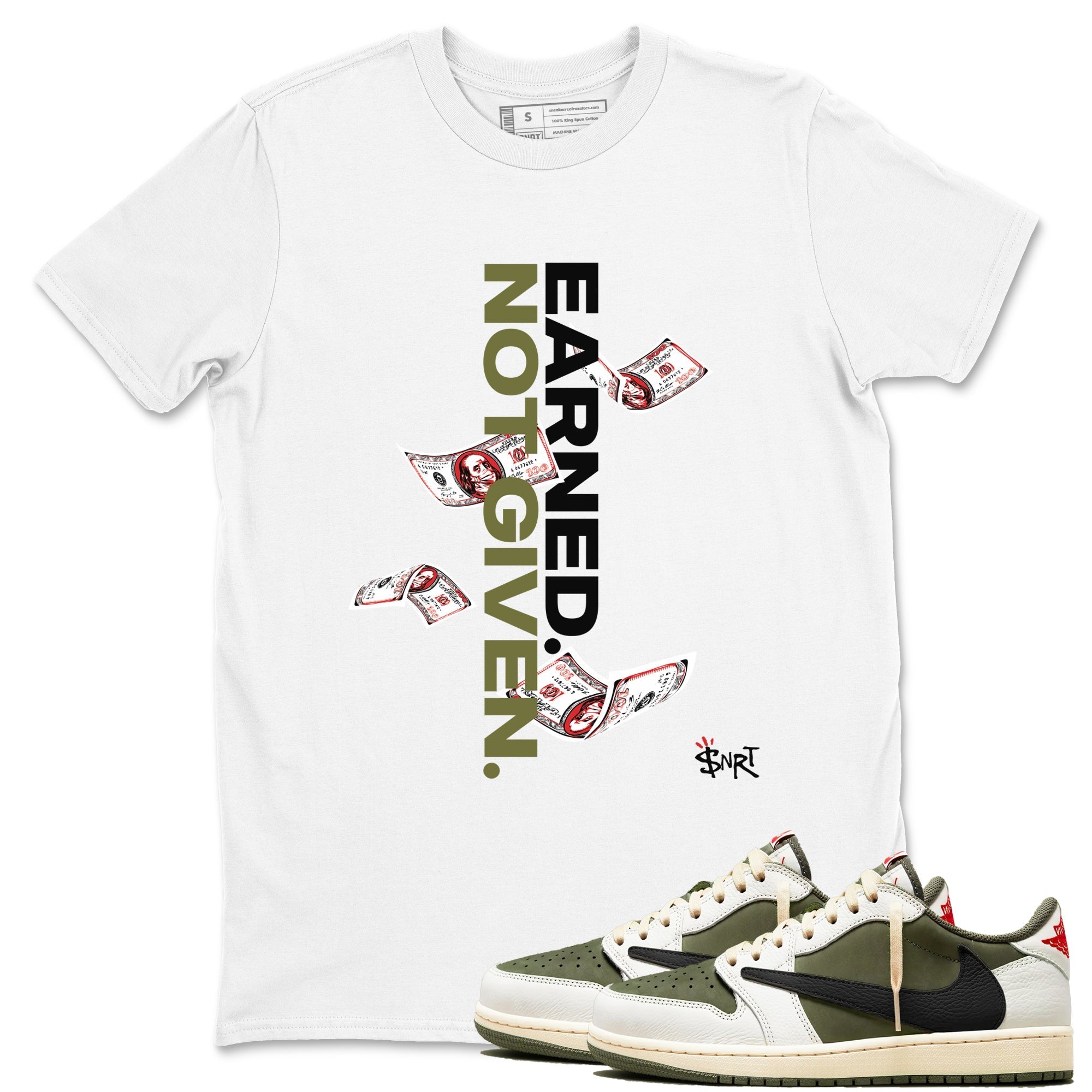Earned Not Given Sneaker Tees - Air Jordan 1 Travis Scott Medium Olive