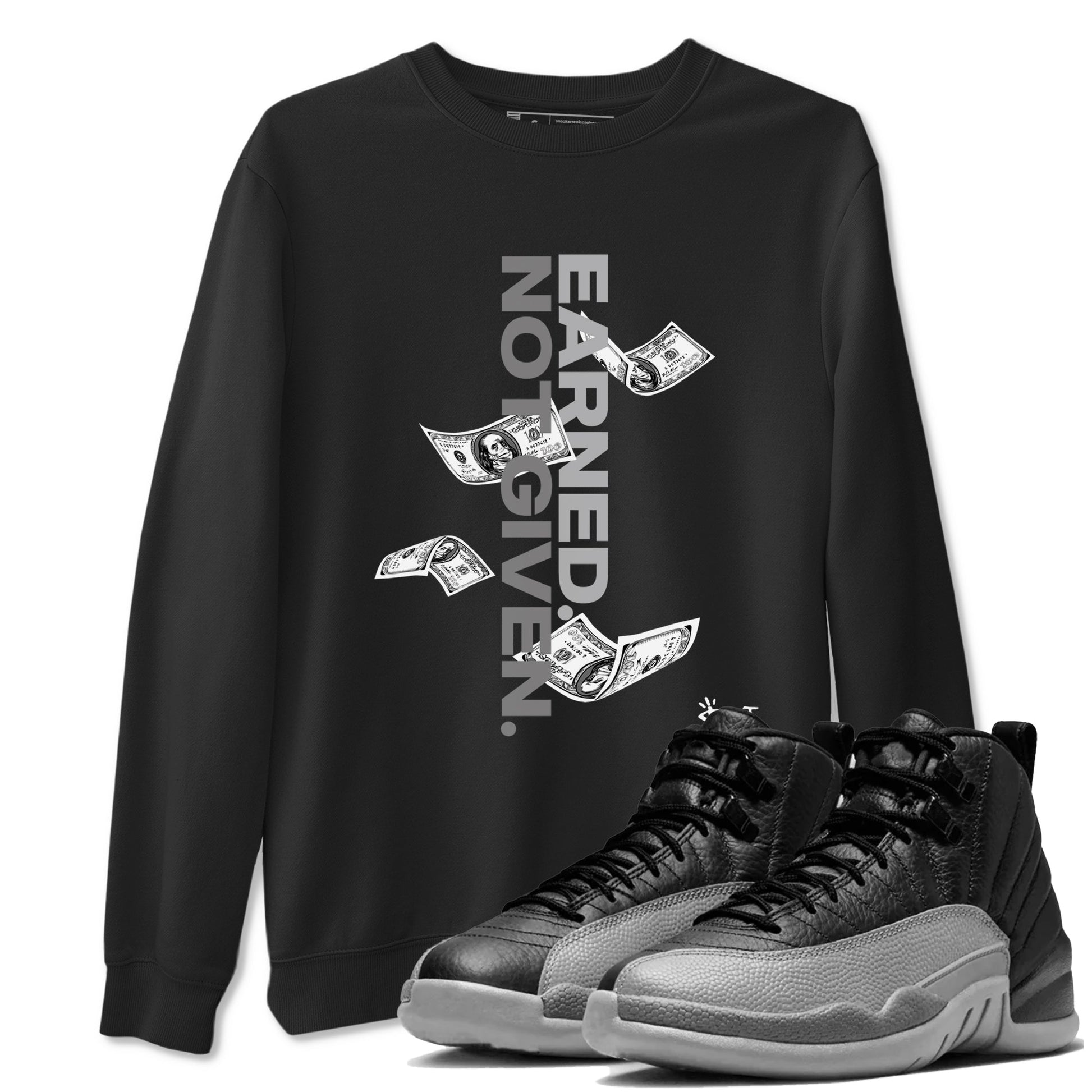 Earned Not Given Sneaker Tees - Air Jordan 12 Black Wolf Grey