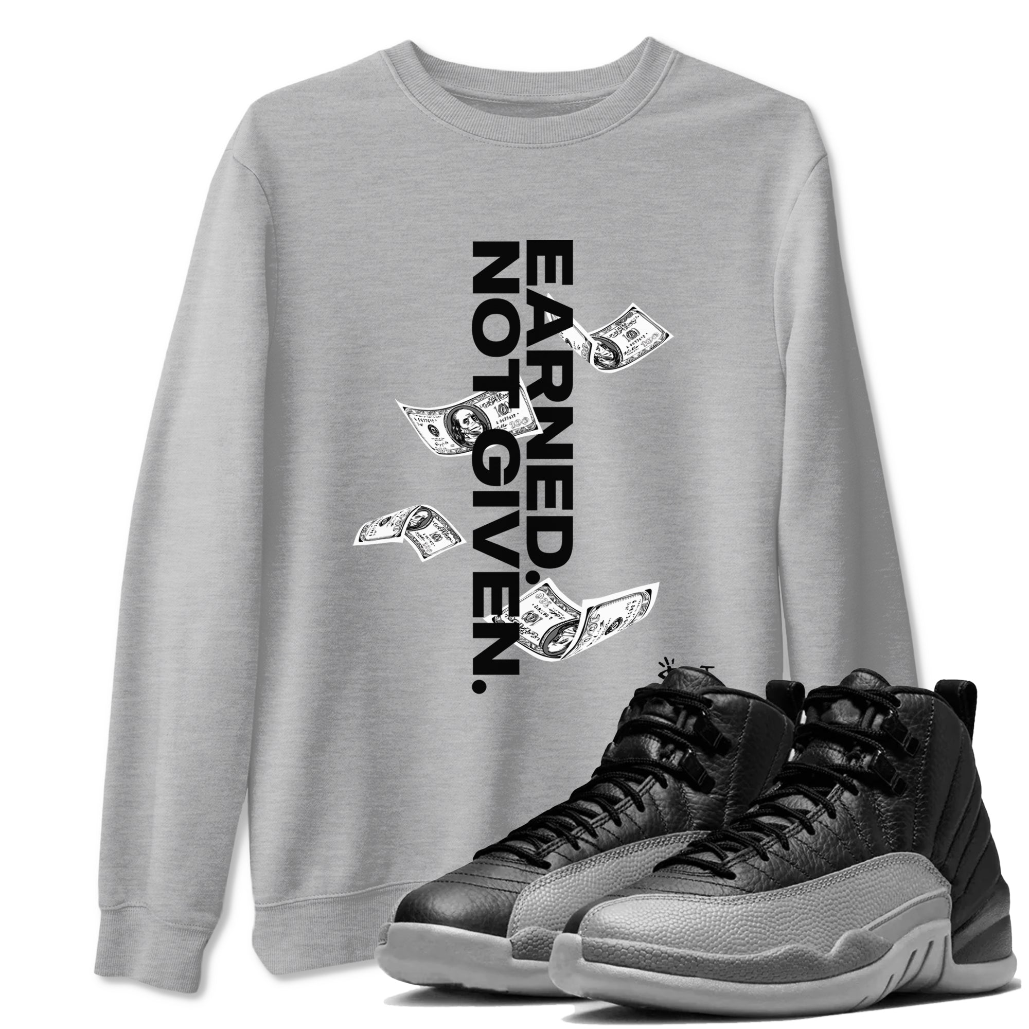 Earned Not Given Sneaker Tees - Air Jordan 12 Black Wolf Grey