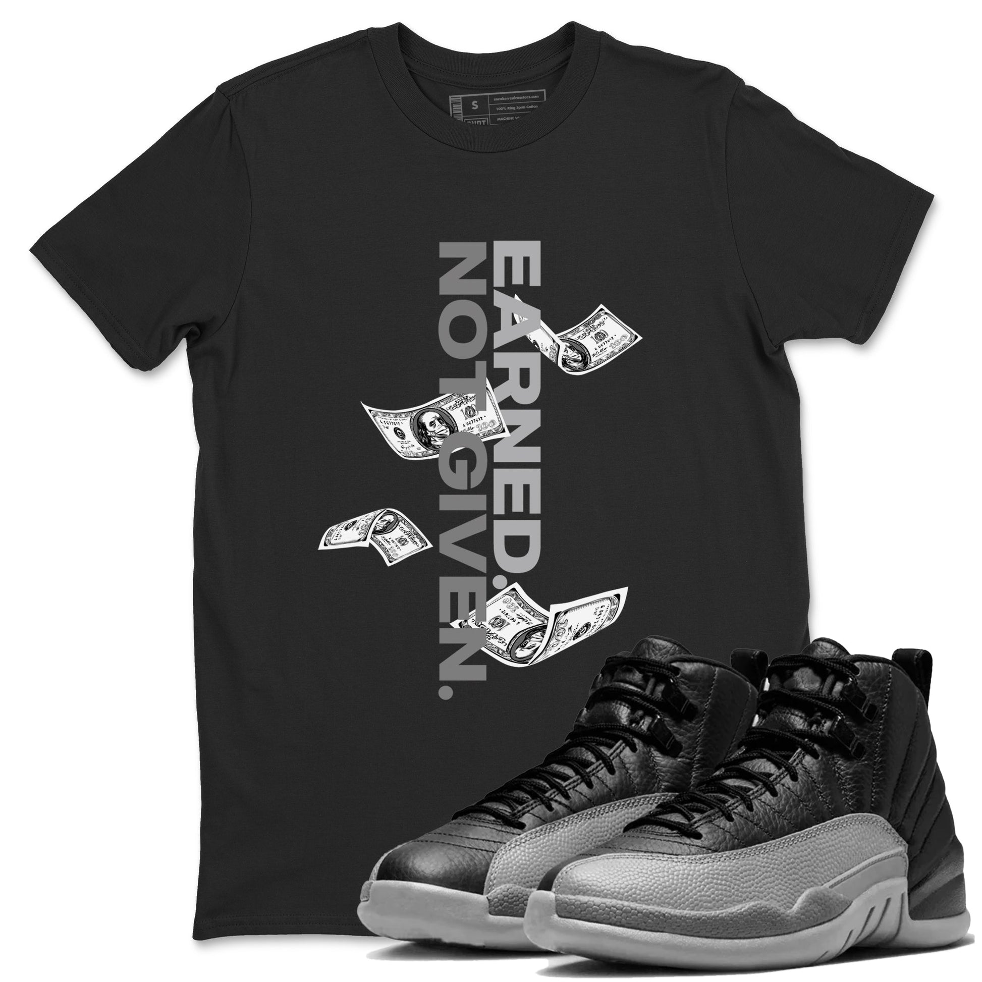 Earned Not Given Sneaker Tees - Air Jordan 12 Black Wolf Grey