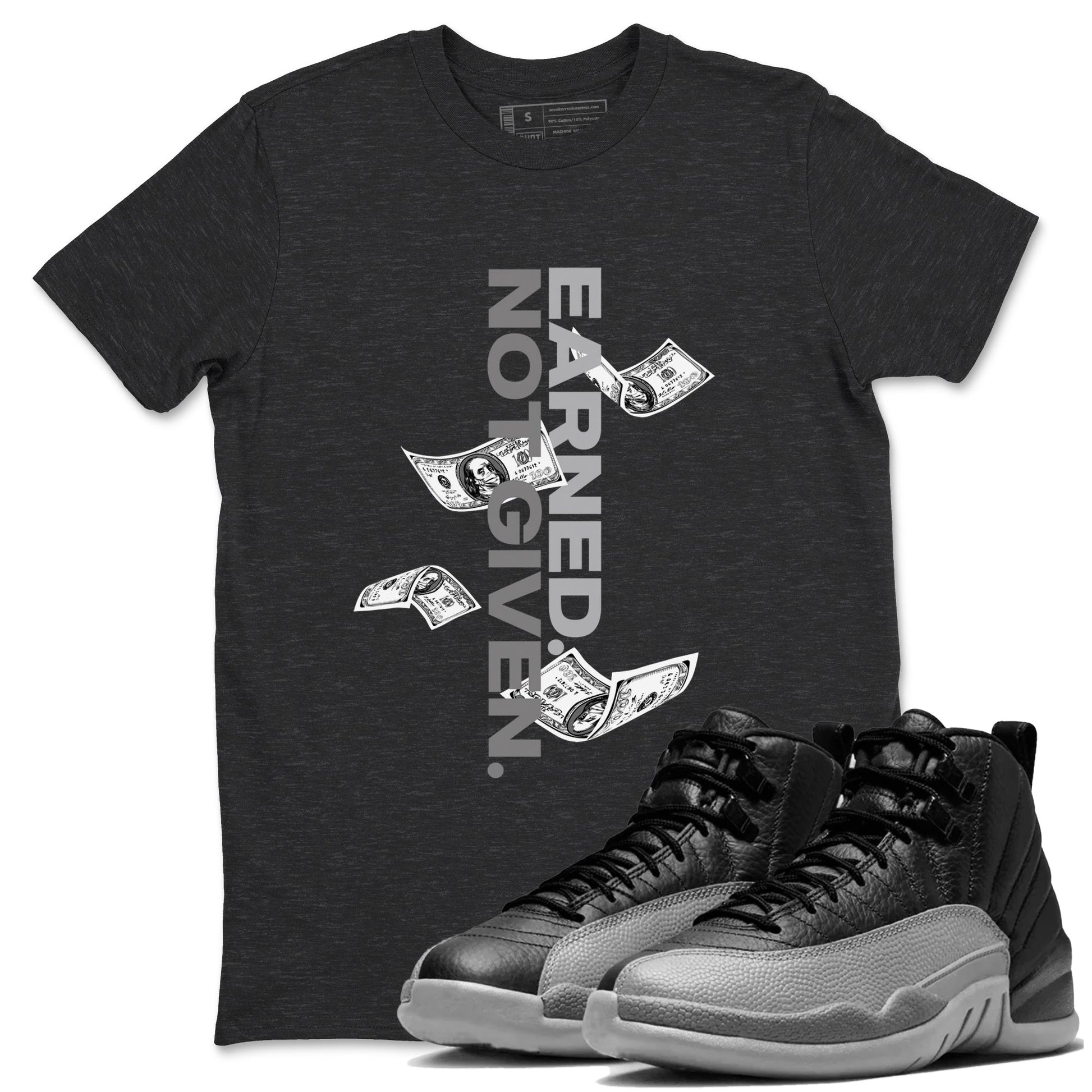 Earned Not Given Sneaker Tees - Air Jordan 12 Black Wolf Grey