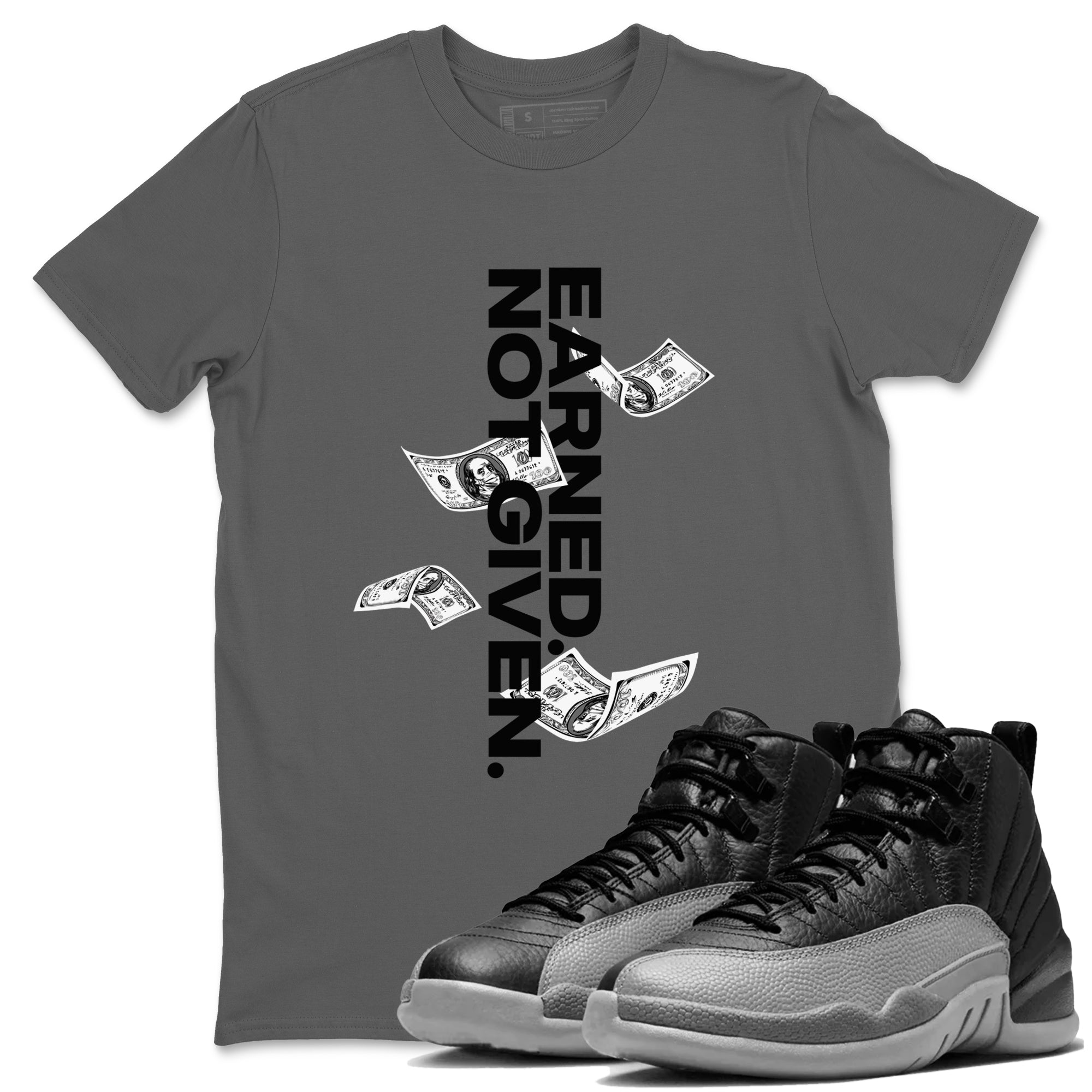 Earned Not Given Sneaker Tees - Air Jordan 12 Black Wolf Grey