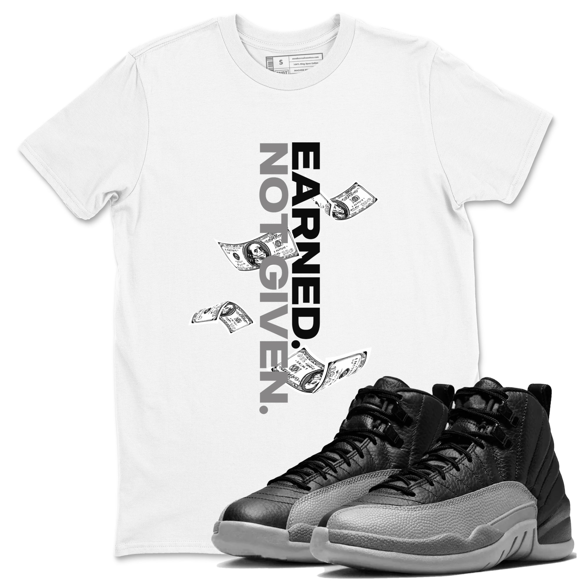 Earned Not Given Sneaker Tees - Air Jordan 12 Black Wolf Grey