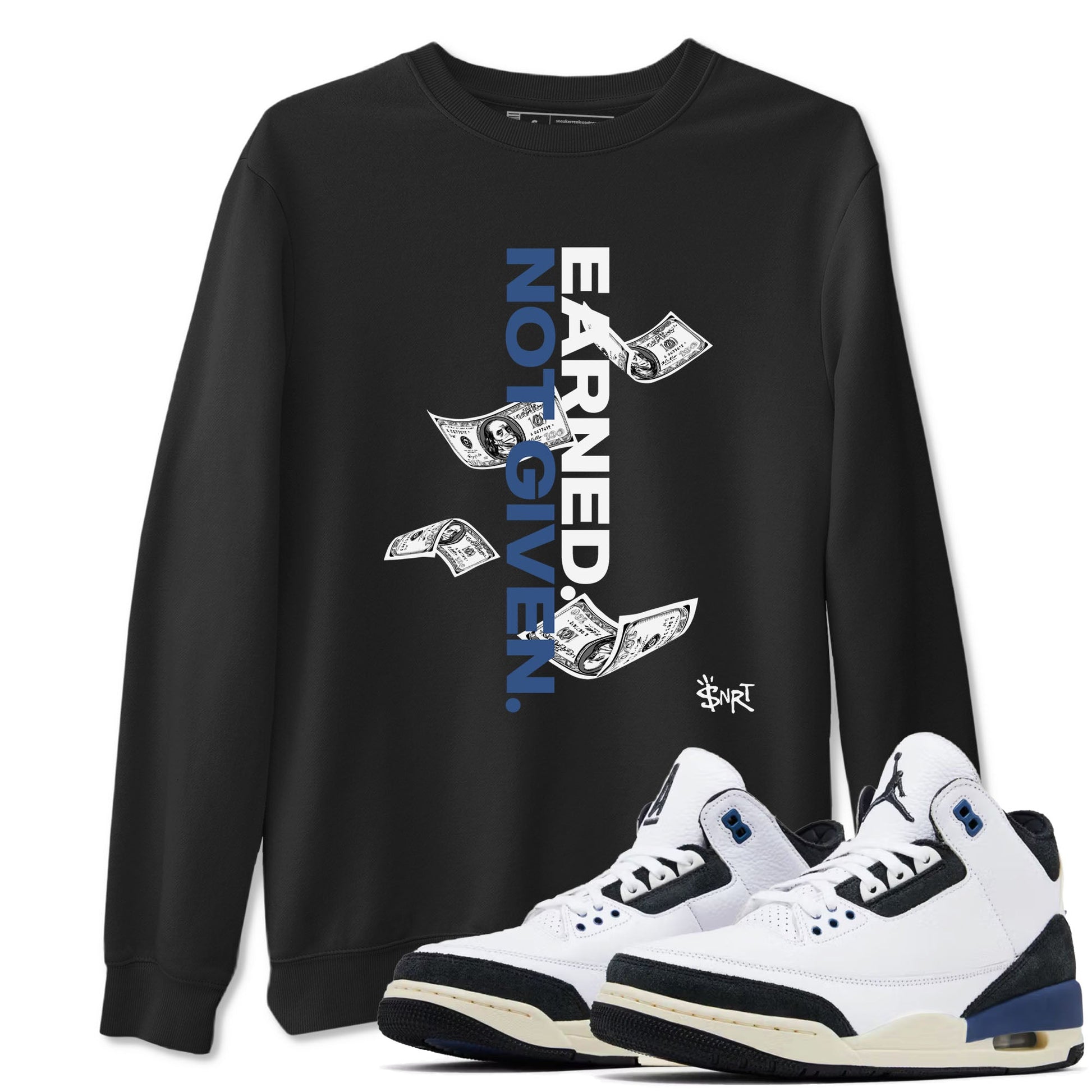 Earned Not Given Sneaker Tees - Air Jordan 3 A Ma Maniere x Diffused Blue