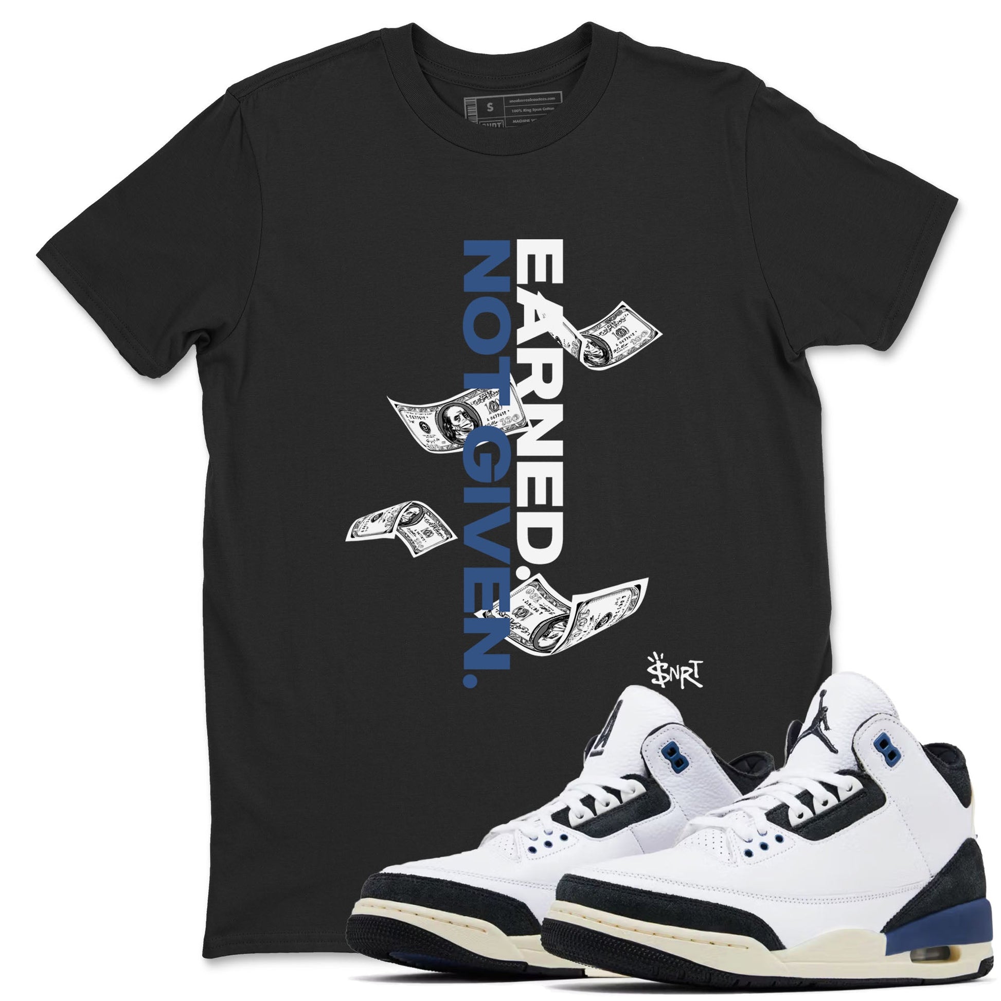 Earned Not Given Sneaker Tees - Air Jordan 3 A Ma Maniere x Diffused Blue