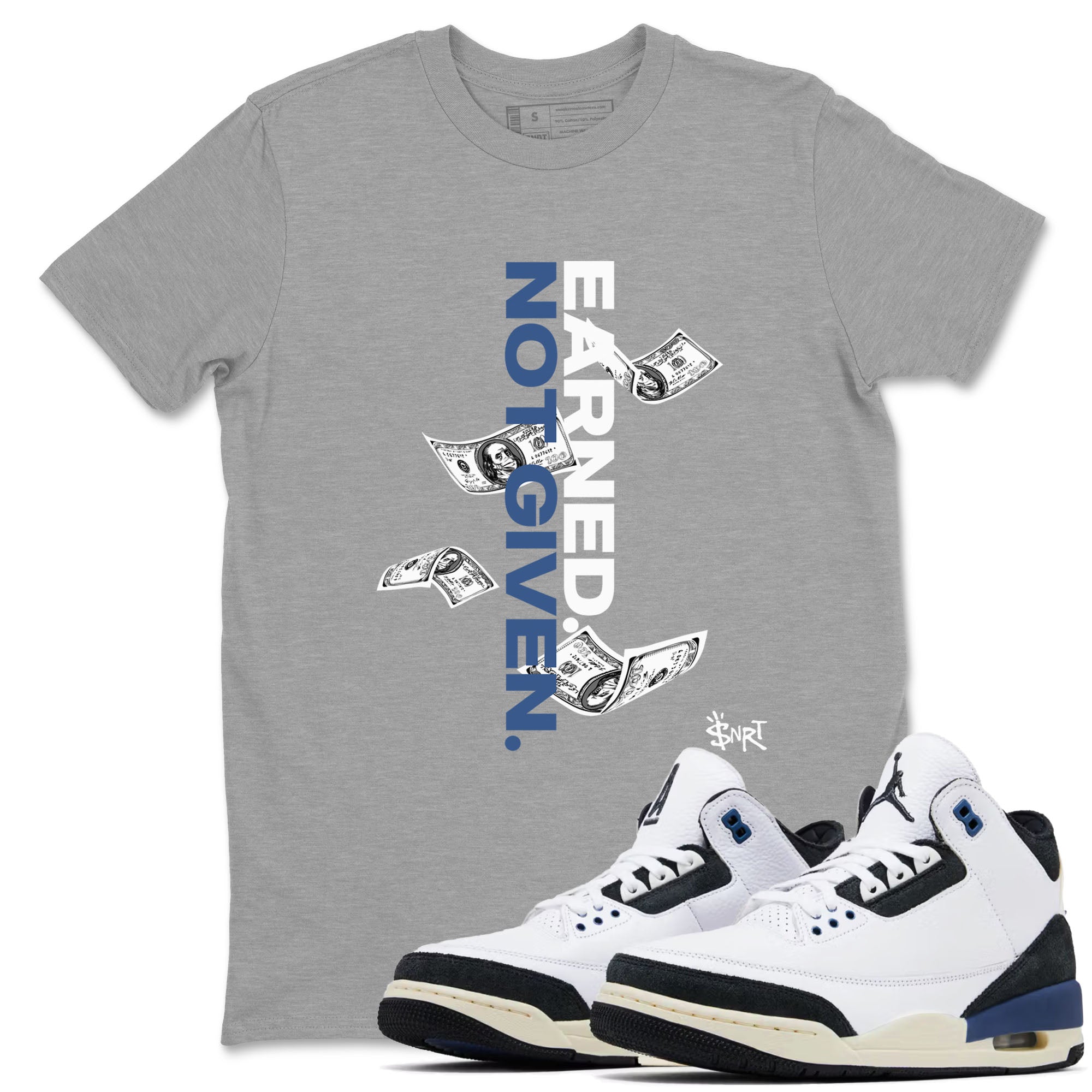 Earned Not Given Sneaker Tees - Air Jordan 3 A Ma Maniere x Diffused Blue