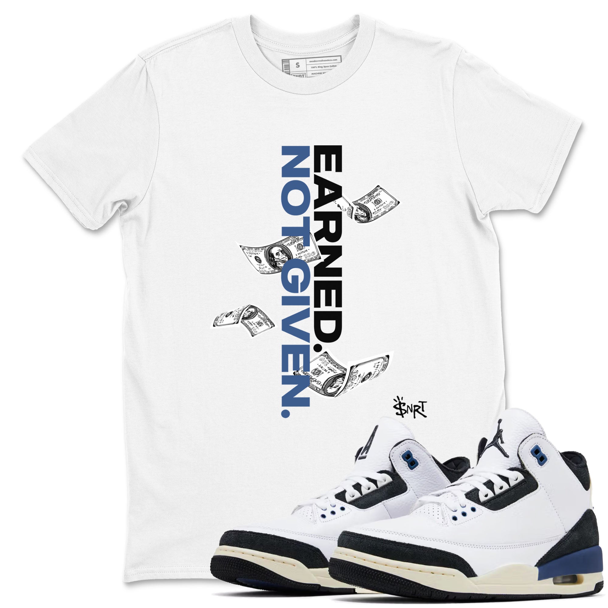 Earned Not Given Sneaker Tees - Air Jordan 3 A Ma Maniere x Diffused Blue