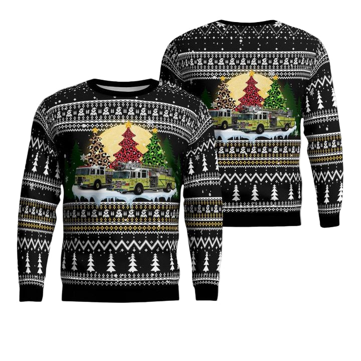 Egg Harbor City New Jersey Galloway Township Fire Department Pomona Volunteer Fire Company No 3 Christmas Sweater 3D ? Usalast