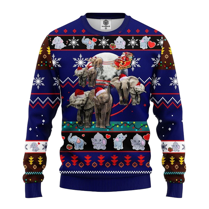 Elephant Noel Ugly Christmas Sweater Blue 1 Amazing Gift Idea Thanksgiving Gift ? Usalast