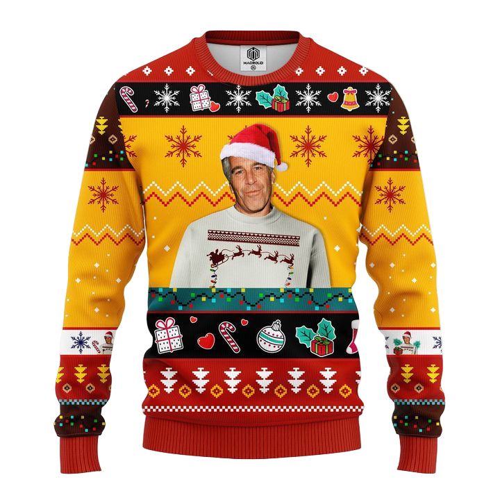 Epstein Ugly Christmas Sweater Red Yellow 1 Amazing Gift Idea Thanksgiving Gift ? Usalast