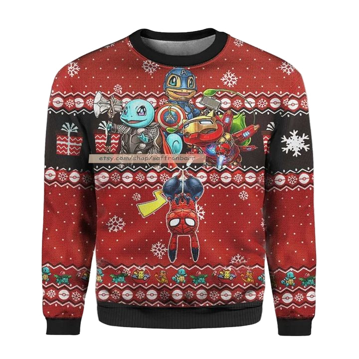 Evengers Pikachu Superheroes Ugly 3D Christmas Sweater ? Usalast