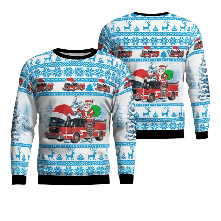 Evergreen Park Cook County Illinois Evergreen Park Fire Department Christmas Sweater 3D ? Usalast