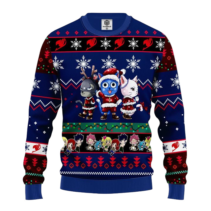 Fairy Tail Anime Christmas Sweater Blue 1 Amazing Gift Idea Thanksgiving Gift ? Usalast