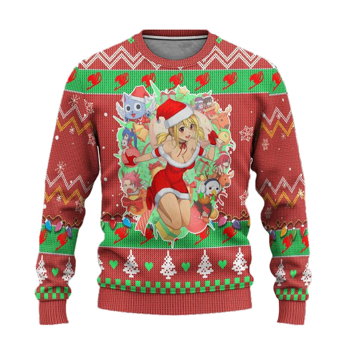 Fairy Tail Anime Ugly Christmas Sweater Custom Pink Xmas Gift ? Usalast