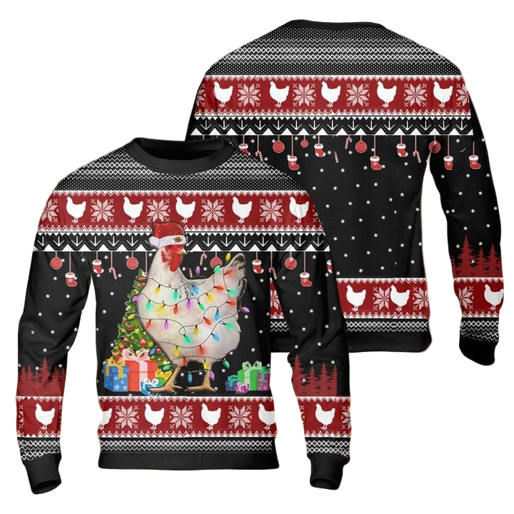 Farming Chicken Light Christmas AOP Sweater ? Usalast