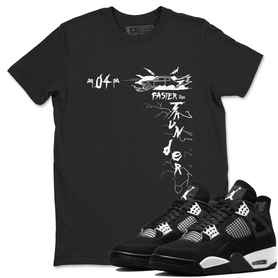 Faster Than Thunder Sneaker Tees - Air Jordan 4 White Thunder