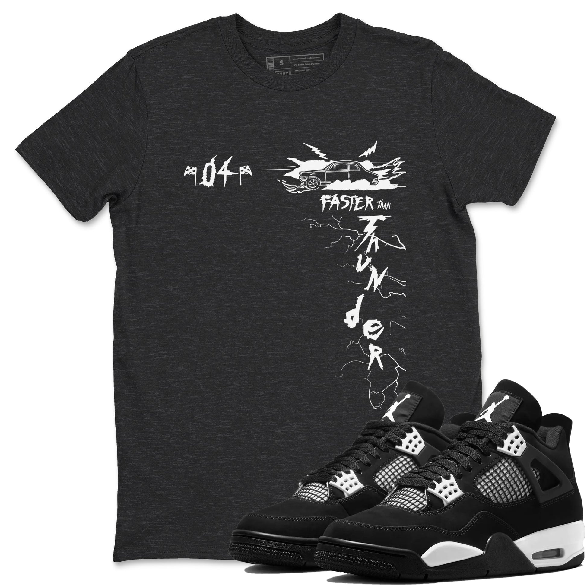 Faster Than Thunder Sneaker Tees - Air Jordan 4 White Thunder
