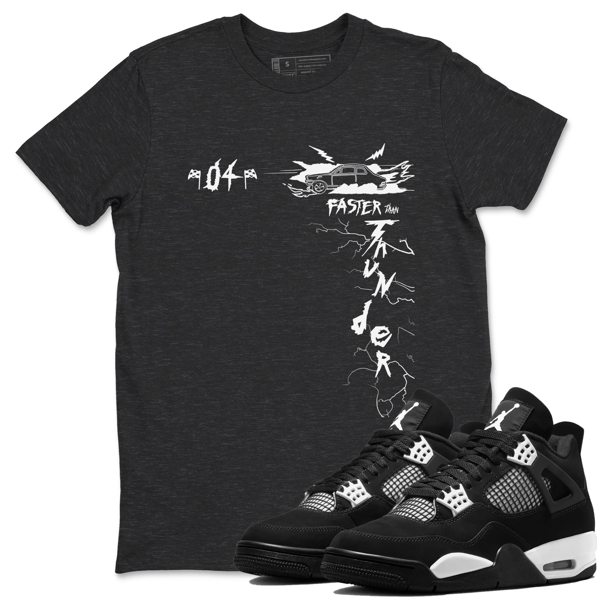 Faster Than Thunder Sneaker Tees - Air Jordan 4 White Thunder
