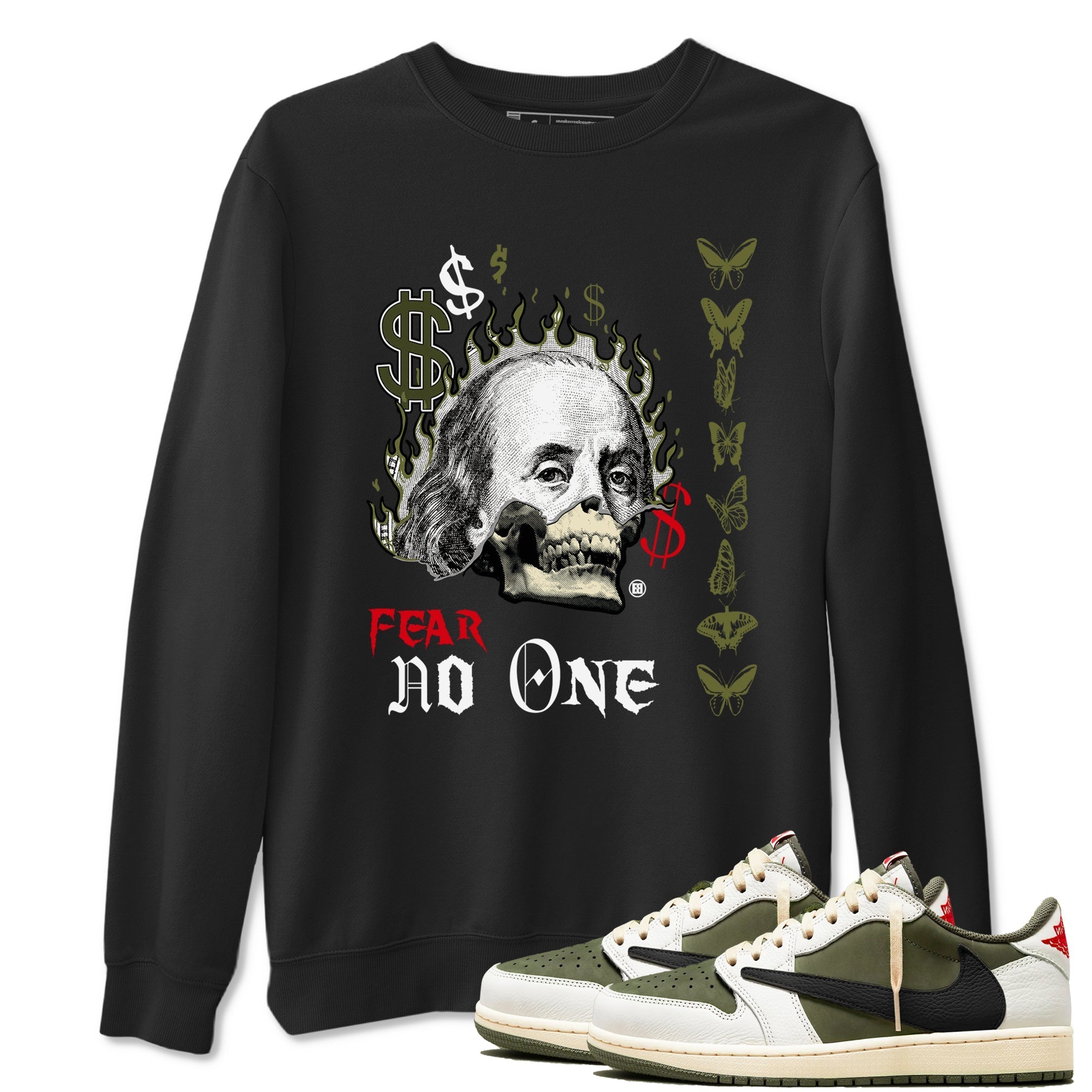 Fear No One Sneaker Tees - Air Jordan 1 Travis Scott Medium Olive