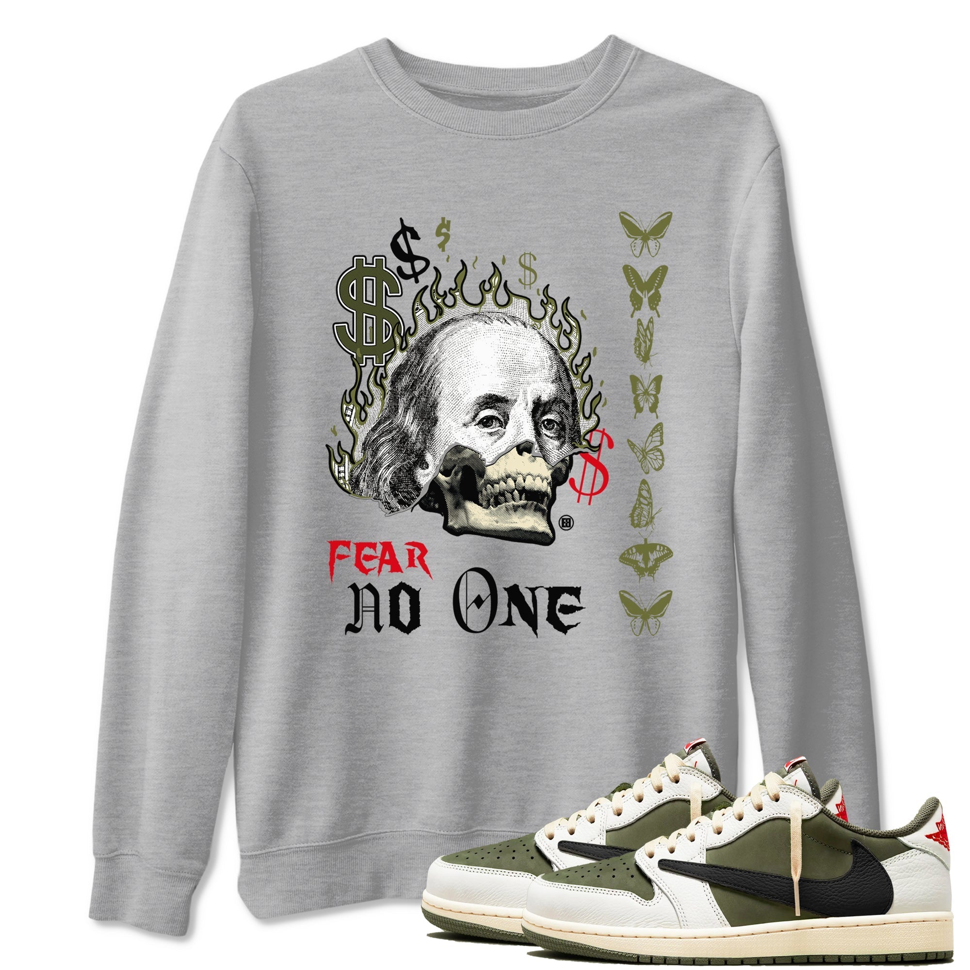 Fear No One Sneaker Tees - Air Jordan 1 Travis Scott Medium Olive