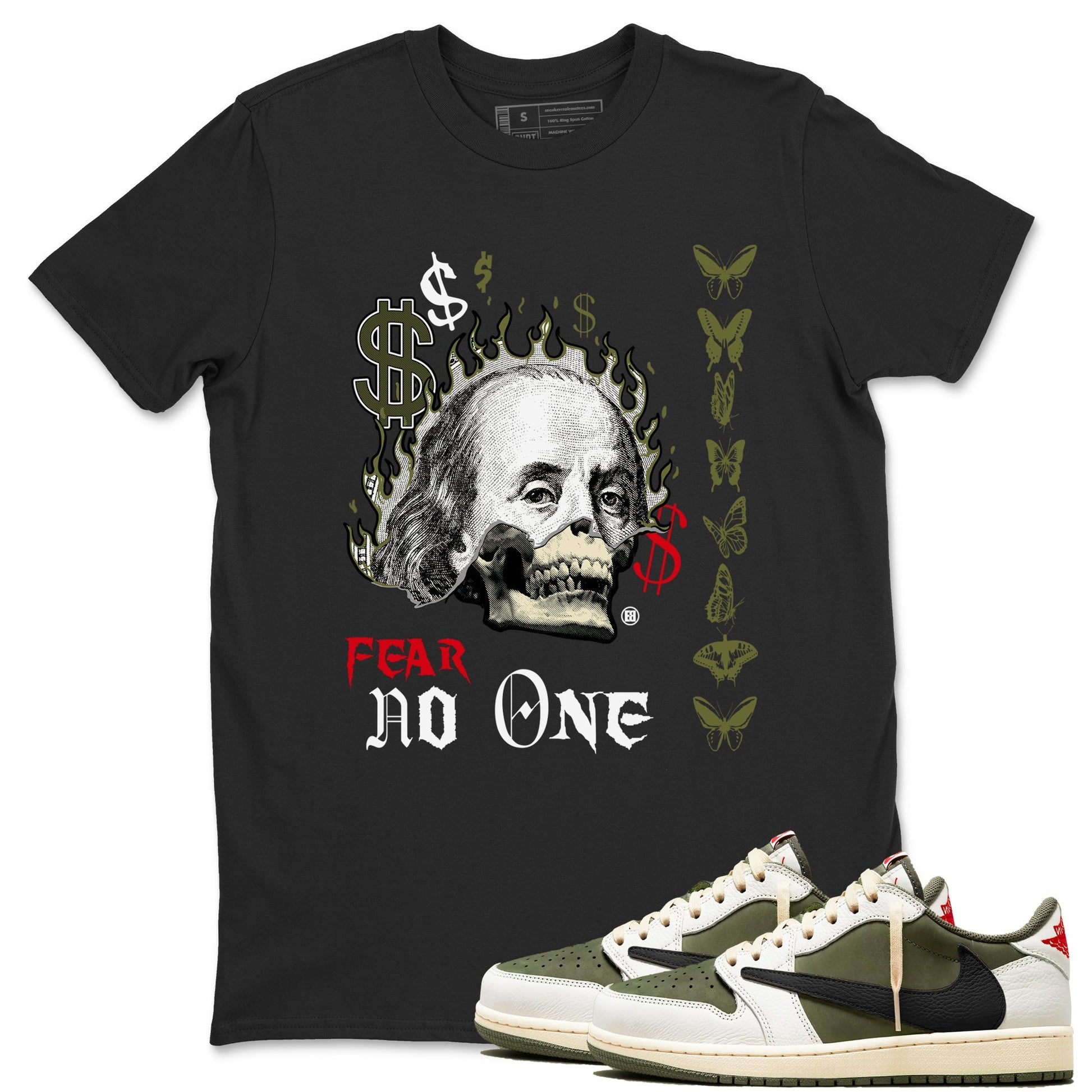 Fear No One Sneaker Tees - Air Jordan 1 Travis Scott Medium Olive