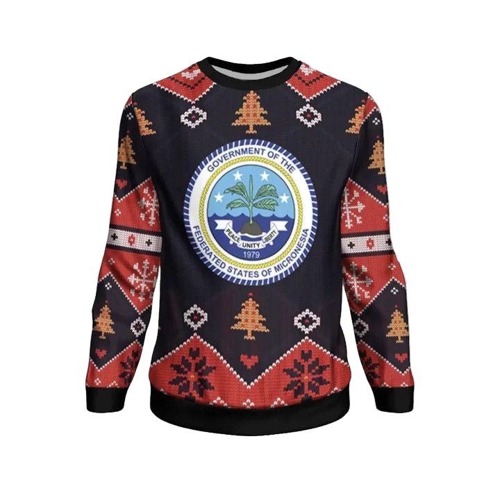 Federated States Of Micronesia Christmas Sweater ? Santa Claus Ho Ho Ho ? Bn1810 ? Usalast