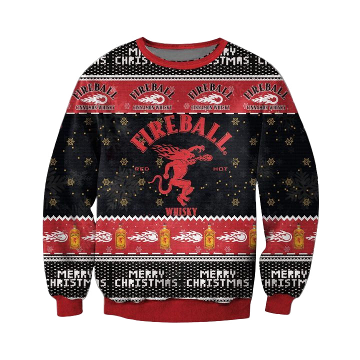 Fireball Whisky Black Ugly Christmas Sweater 2022 ? Usalast
