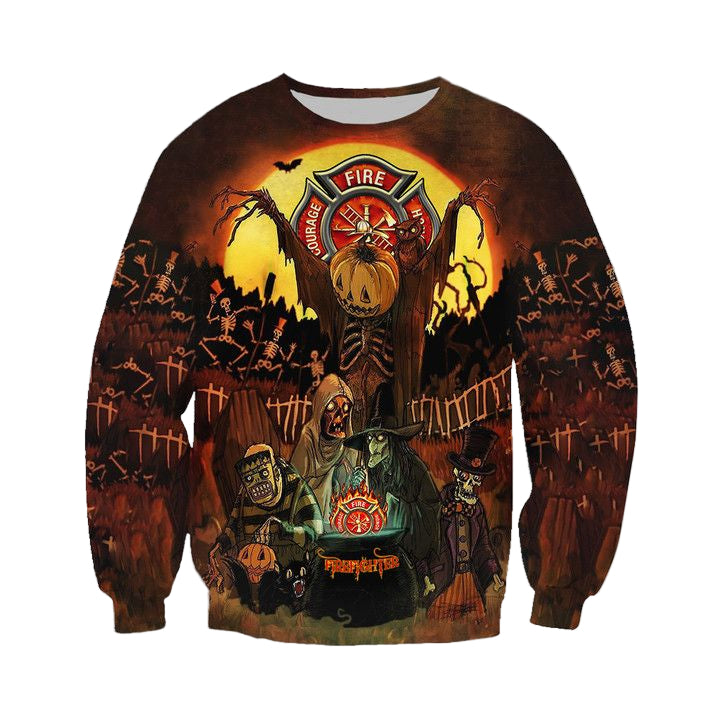 Firefighter Mummy Grave Halloween 3D Sweater ? Usalast