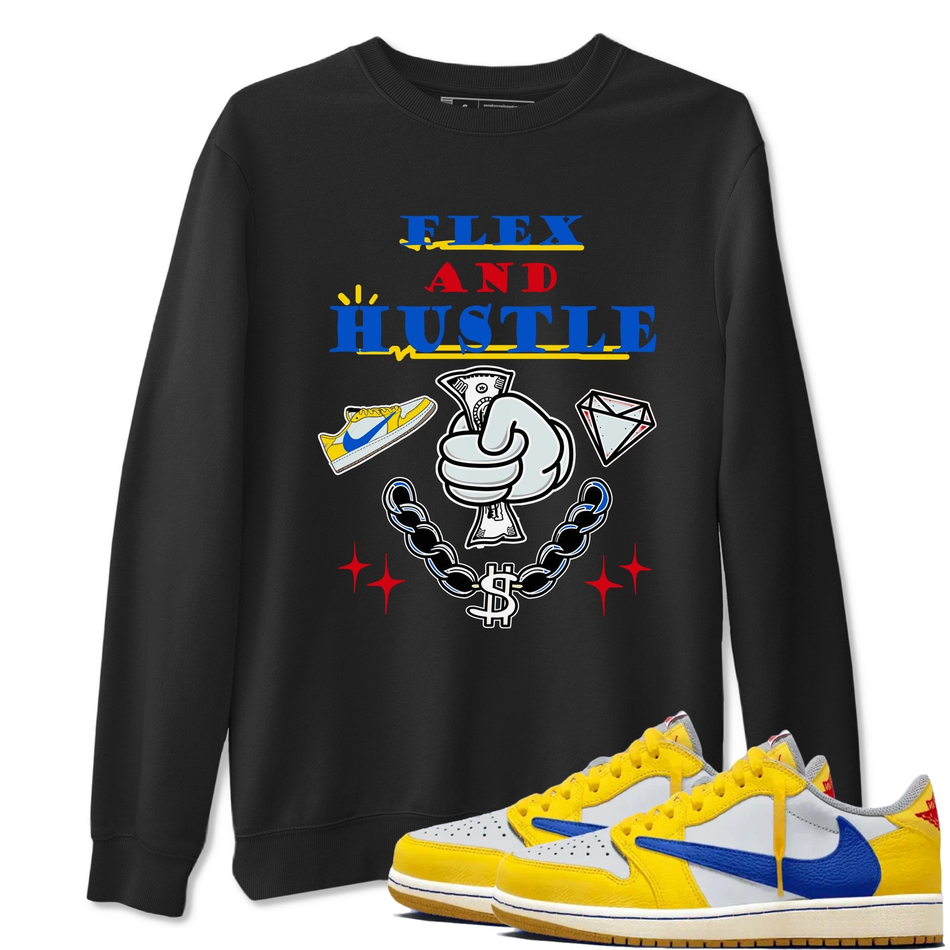 Flex And Hustle Sneaker Tees - Air Jordan 1 Travis Scott Canary