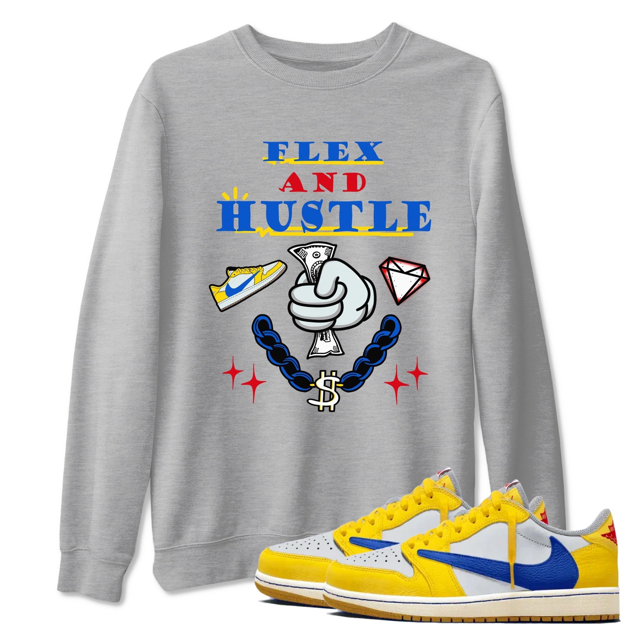 Flex And Hustle Sneaker Tees - Air Jordan 1 Travis Scott Canary