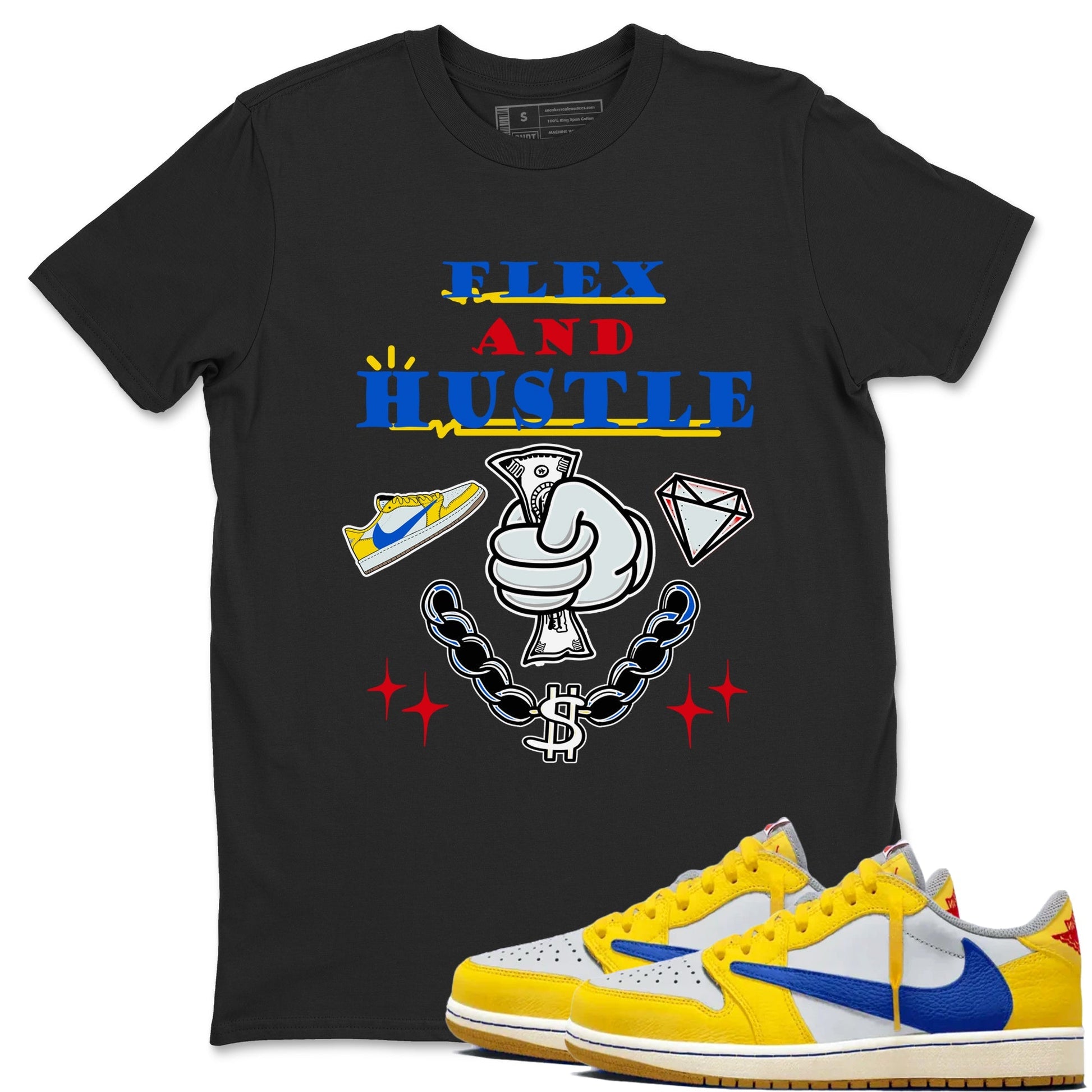 Flex And Hustle Sneaker Tees - Air Jordan 1 Travis Scott Canary