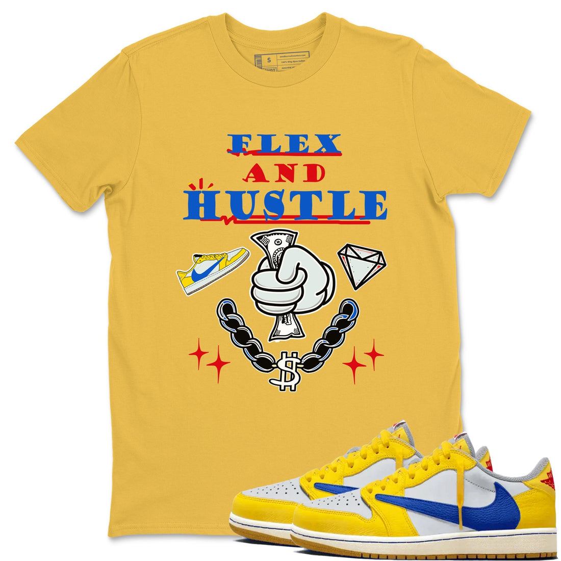 Flex And Hustle Sneaker Tees - Air Jordan 1 Travis Scott Canary