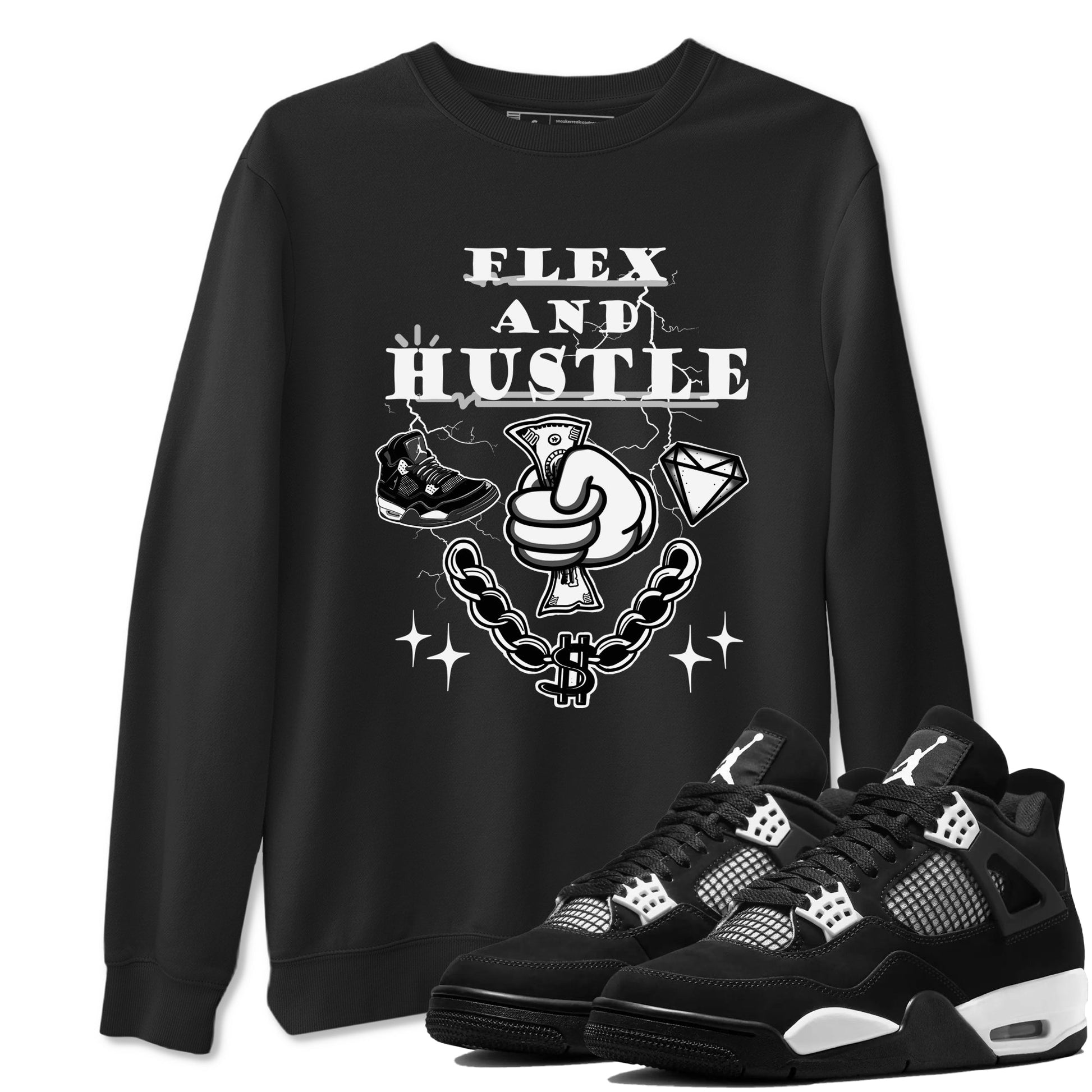 Flex And Hustle Sneaker Tees - Air Jordan 4 White Thunder