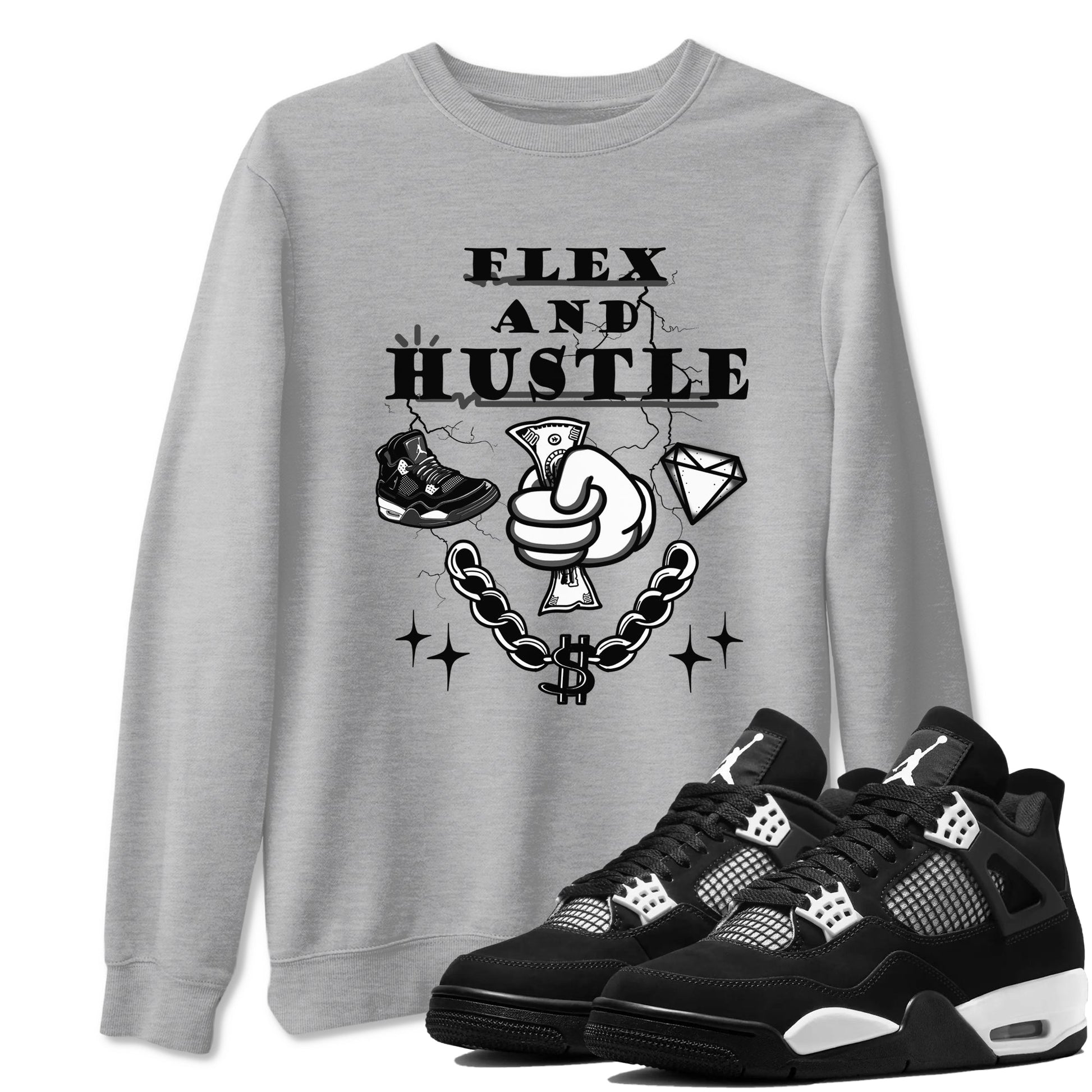 Flex And Hustle Sneaker Tees - Air Jordan 4 White Thunder