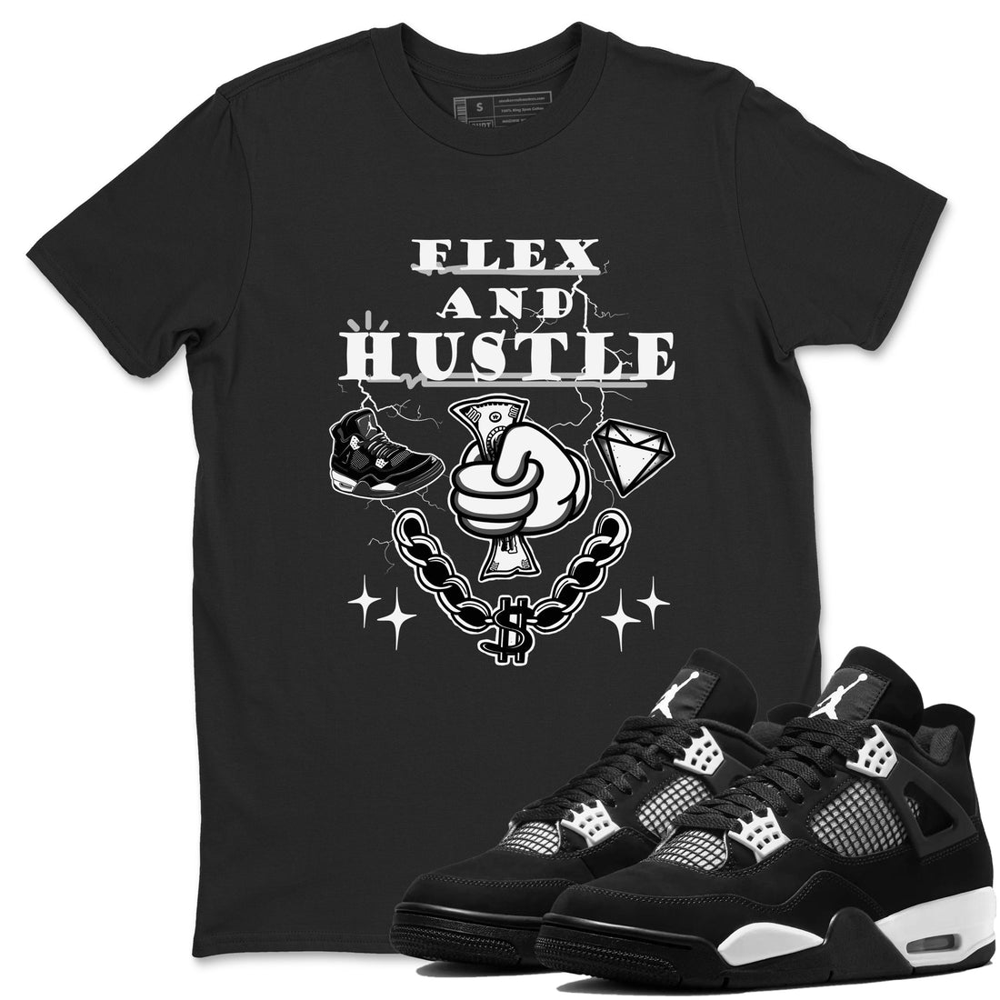 Flex And Hustle Sneaker Tees - Air Jordan 4 White Thunder