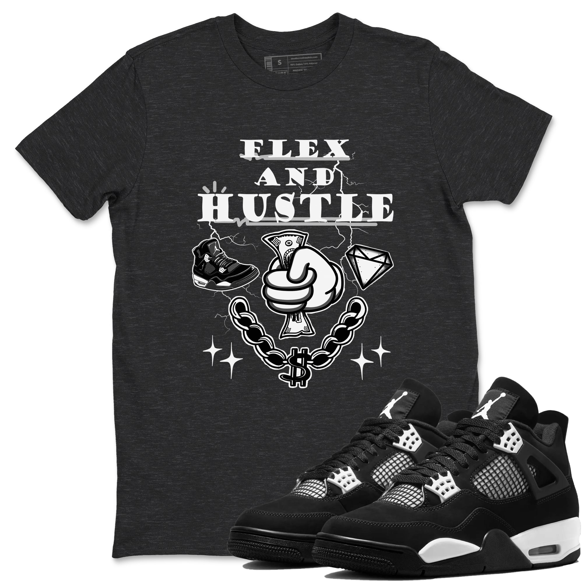 Flex And Hustle Sneaker Tees - Air Jordan 4 White Thunder