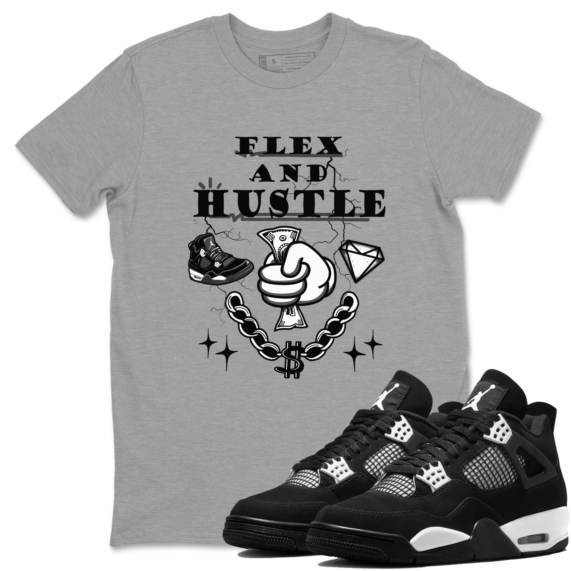 Flex And Hustle Sneaker Tees - Air Jordan 4 White Thunder