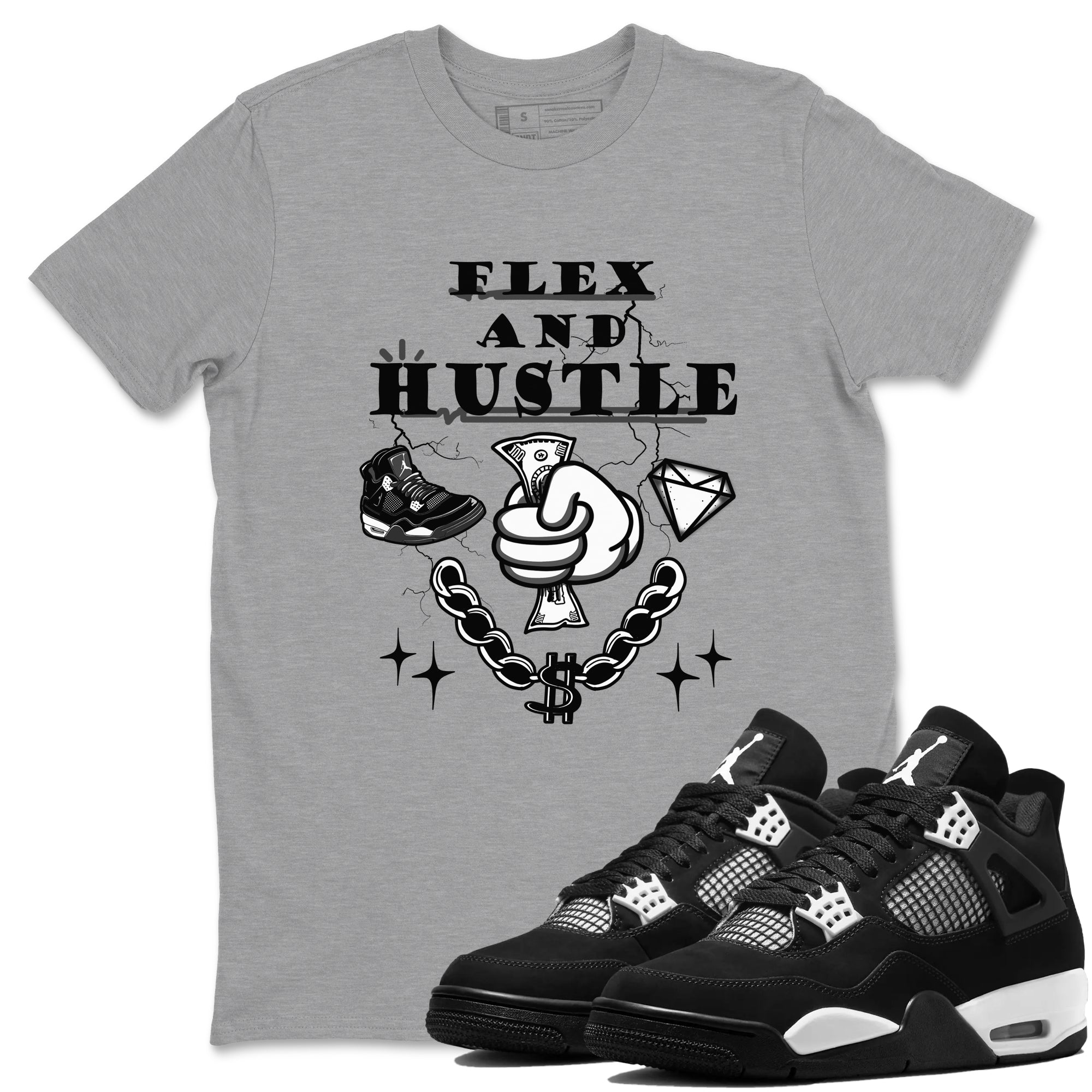 Flex And Hustle Sneaker Tees - Air Jordan 4 White Thunder