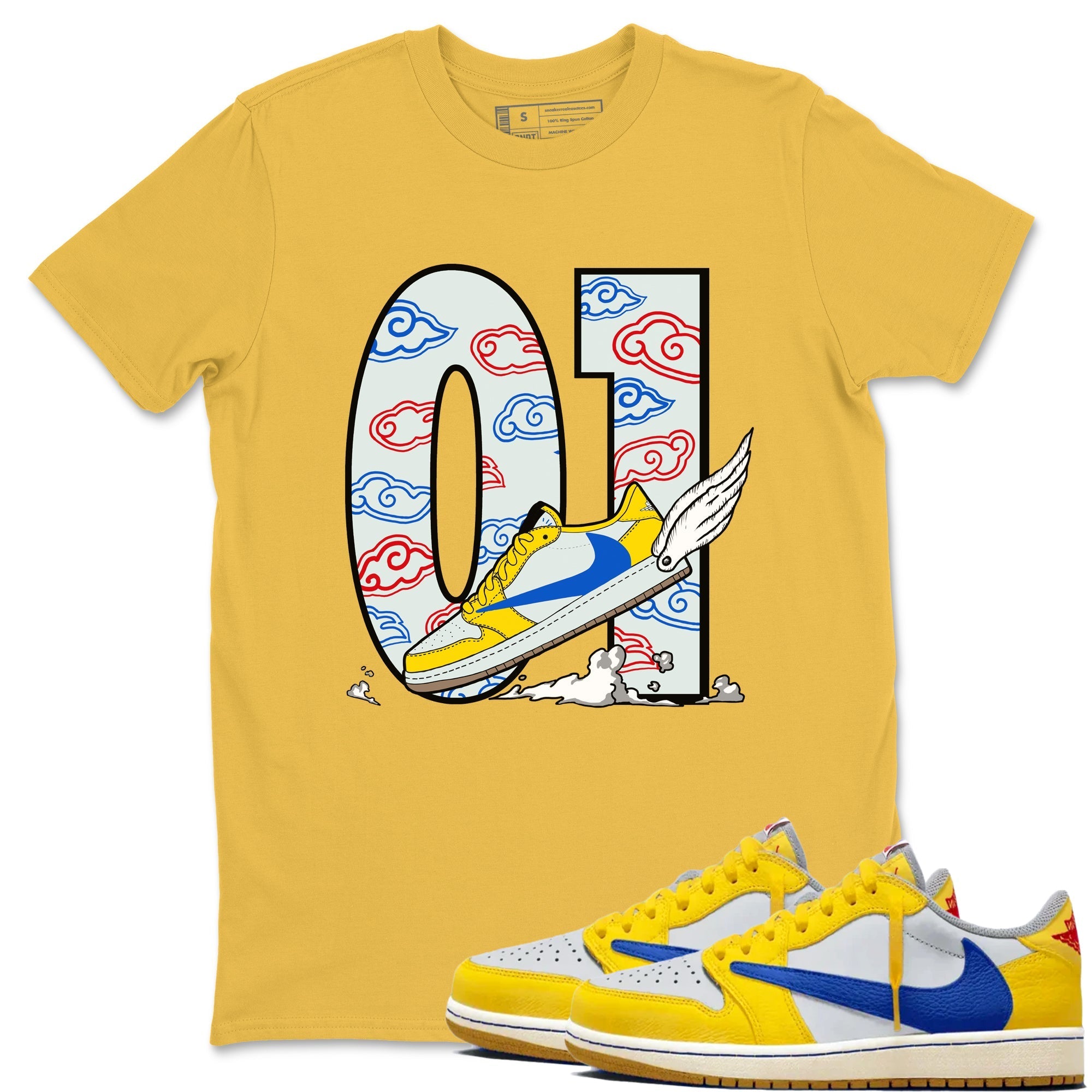 Fly To The Clouds Sneaker Tees - Air Jordan 1 Travis Scott Canary