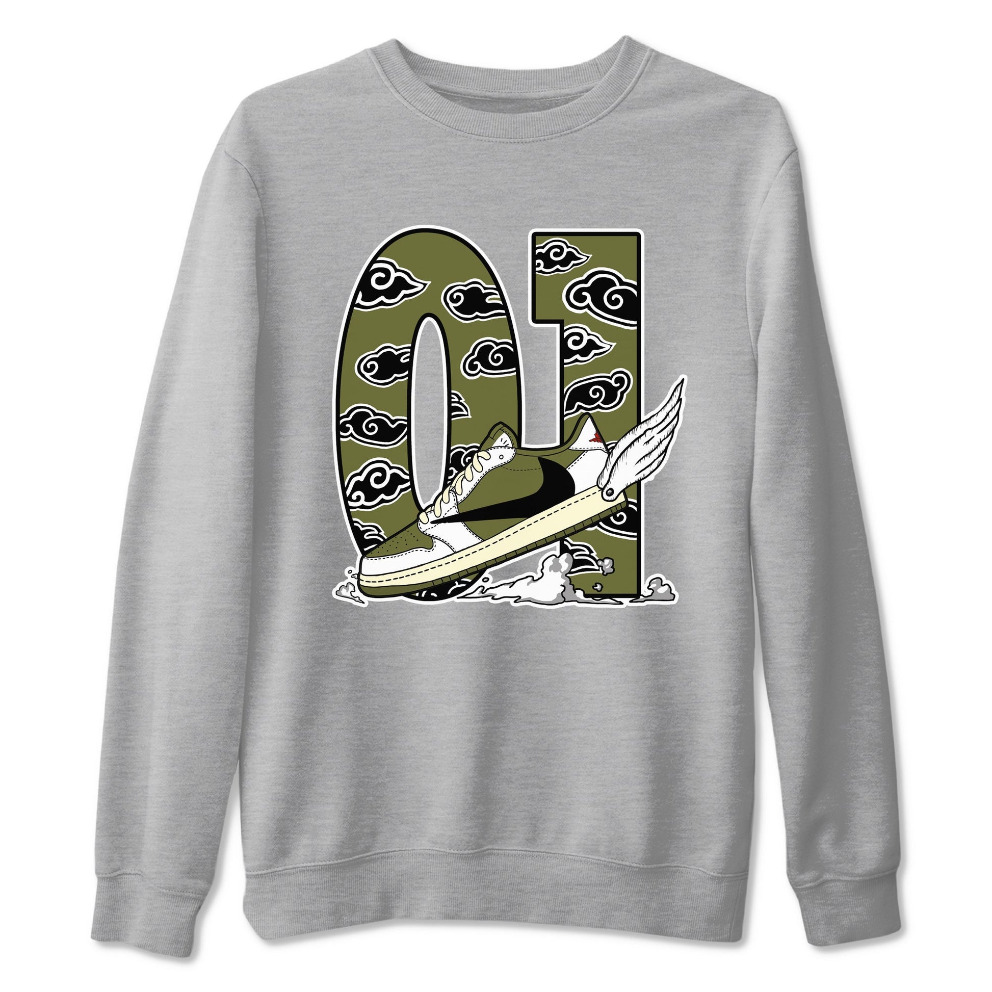 Fly To The Clouds Sneaker Tees - Air Jordan 1 Travis Scott Medium Olive
