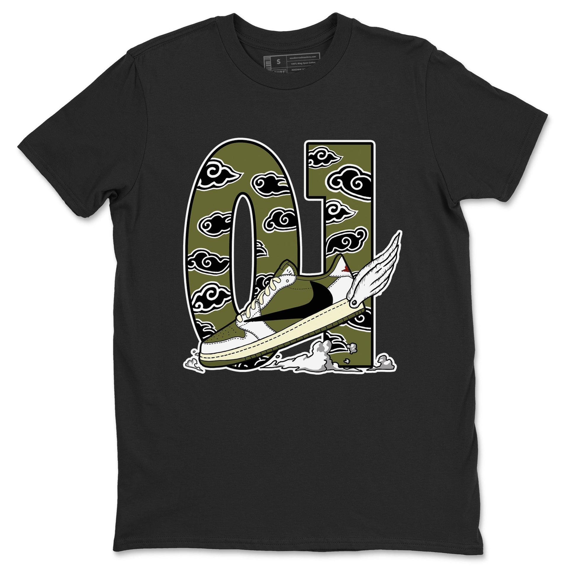 Fly To The Clouds Sneaker Tees - Air Jordan 1 Travis Scott Medium Olive