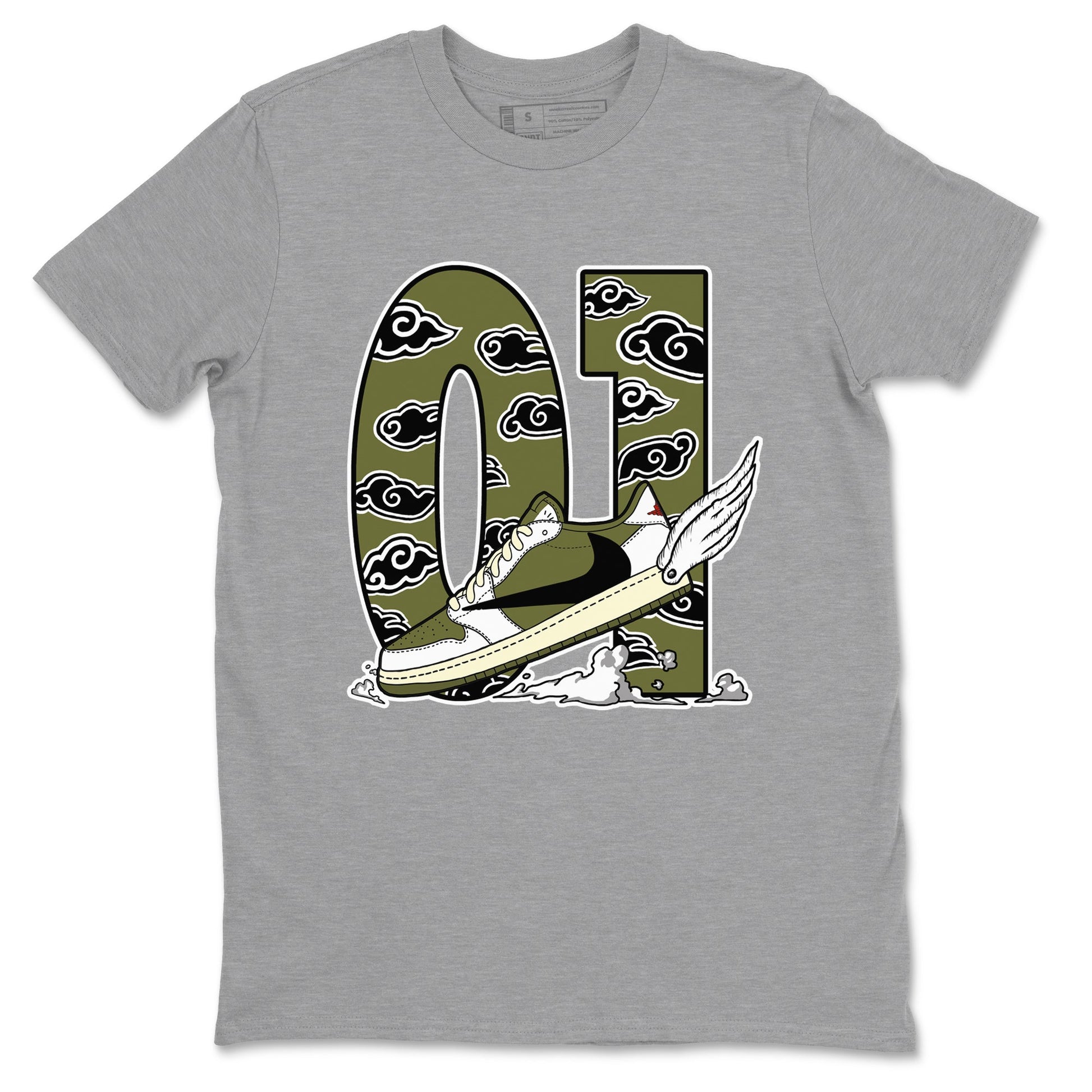 Fly To The Clouds Sneaker Tees - Air Jordan 1 Travis Scott Medium Olive