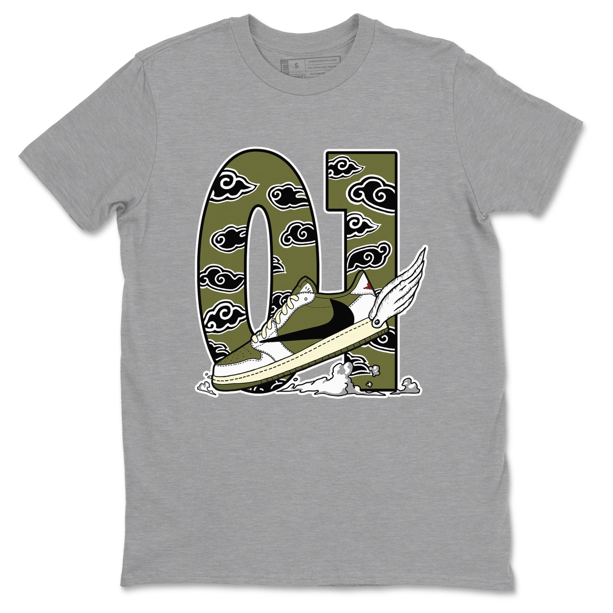 Fly To The Clouds Sneaker Tees - Air Jordan 1 Travis Scott Medium Olive